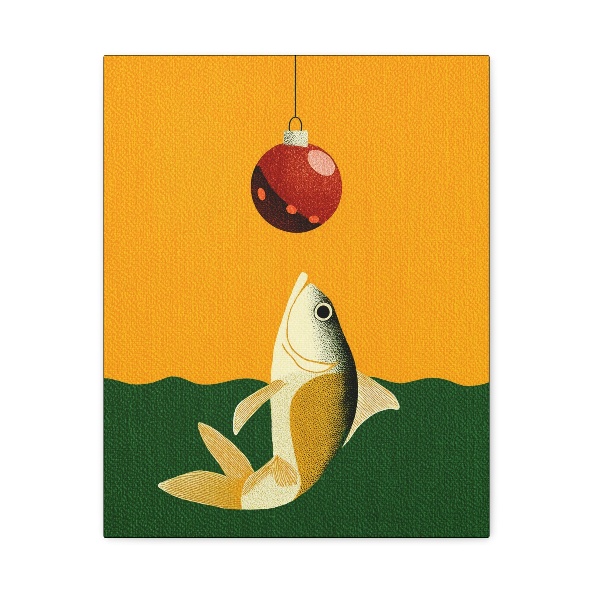Midwest Mod Holiday Christmas Ornament Lure Fishing No. 1 Print- Matte Canvas, Stretched, 1.25", holiday decor, Christmas, fishing, lures