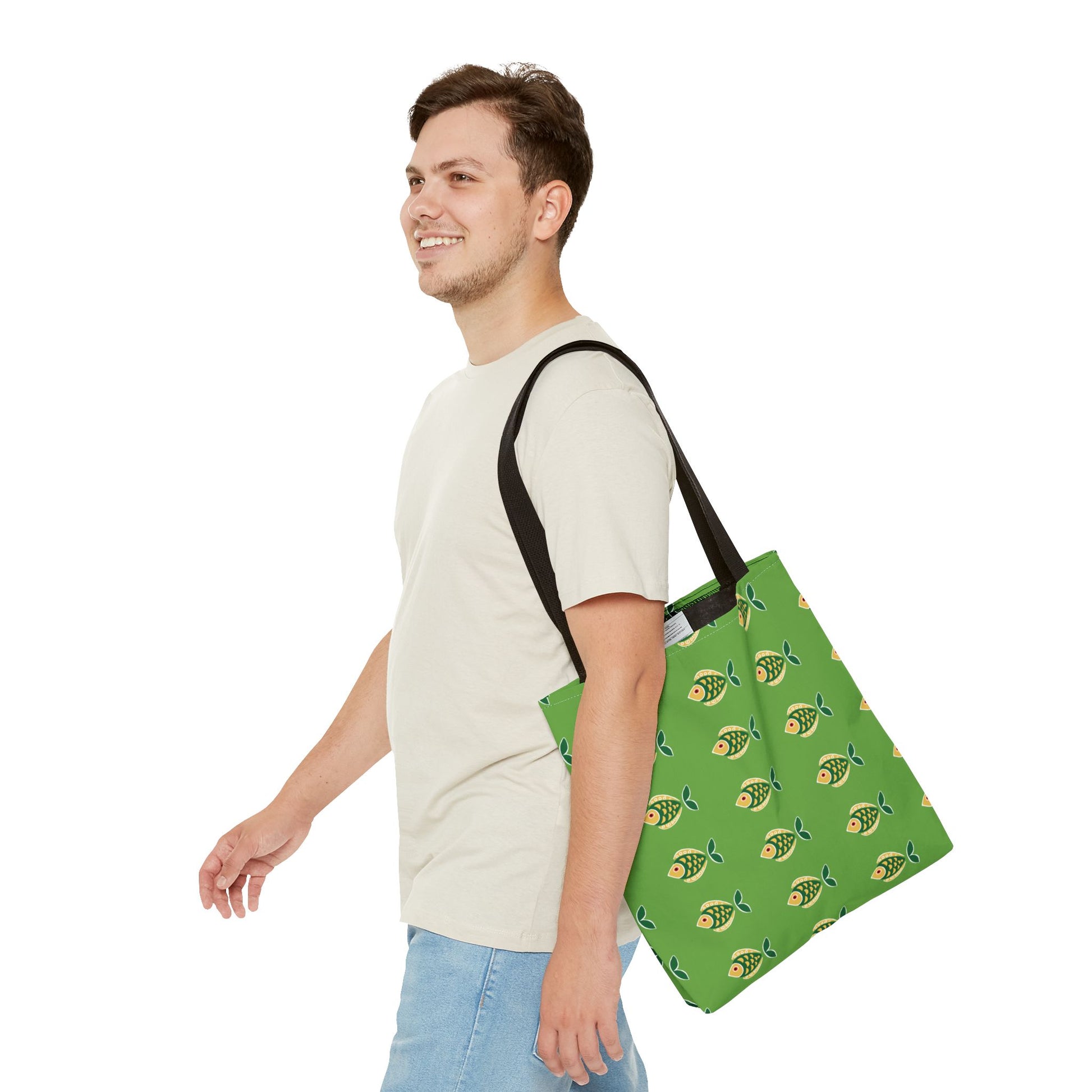 Midwest Mod Green Fish Tote Bag, Eco-Friendly Shopping Bag, Beach Tote, Gift for Nature Lovers, Summer Accessory, Lightweight Carryall
