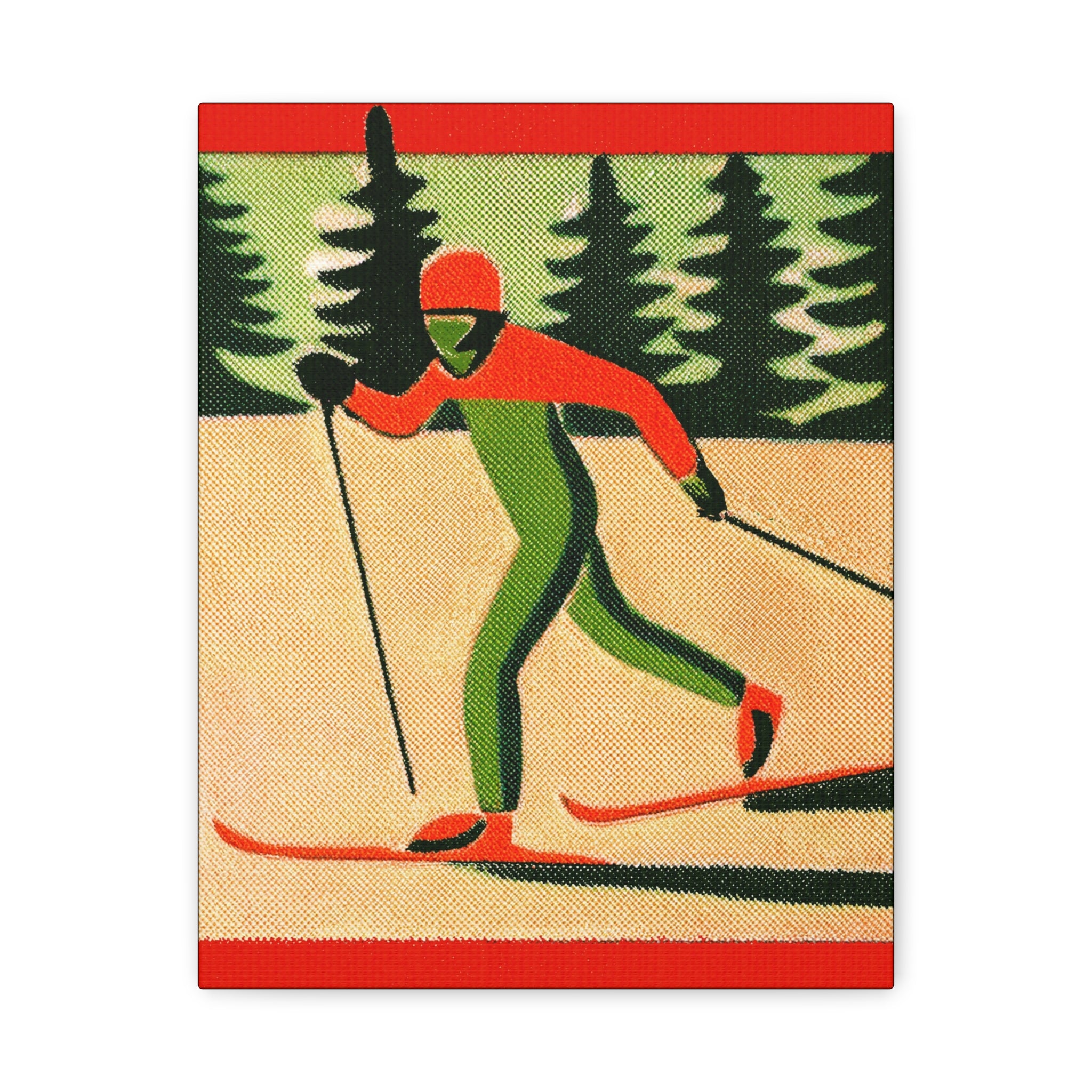 Midwest Mod Seasonal Winter Art Print Cross Country Skier - Matte Canvas, Stretched, 1.25"