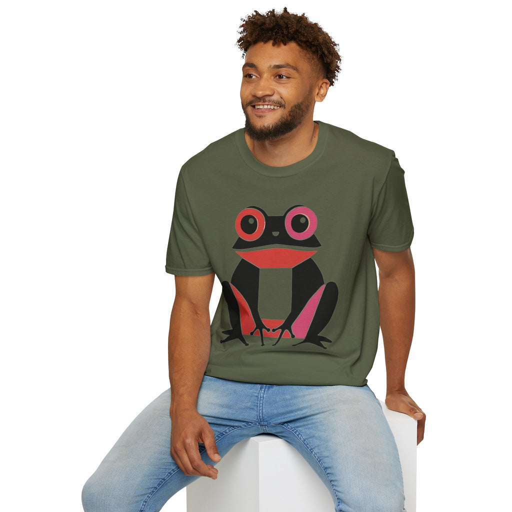 Midwest Modern Pop Iconic Blank and Pink Frog - 100% Cotton Graphic Tee - animal lovers, frogs, amphibians, black, pink