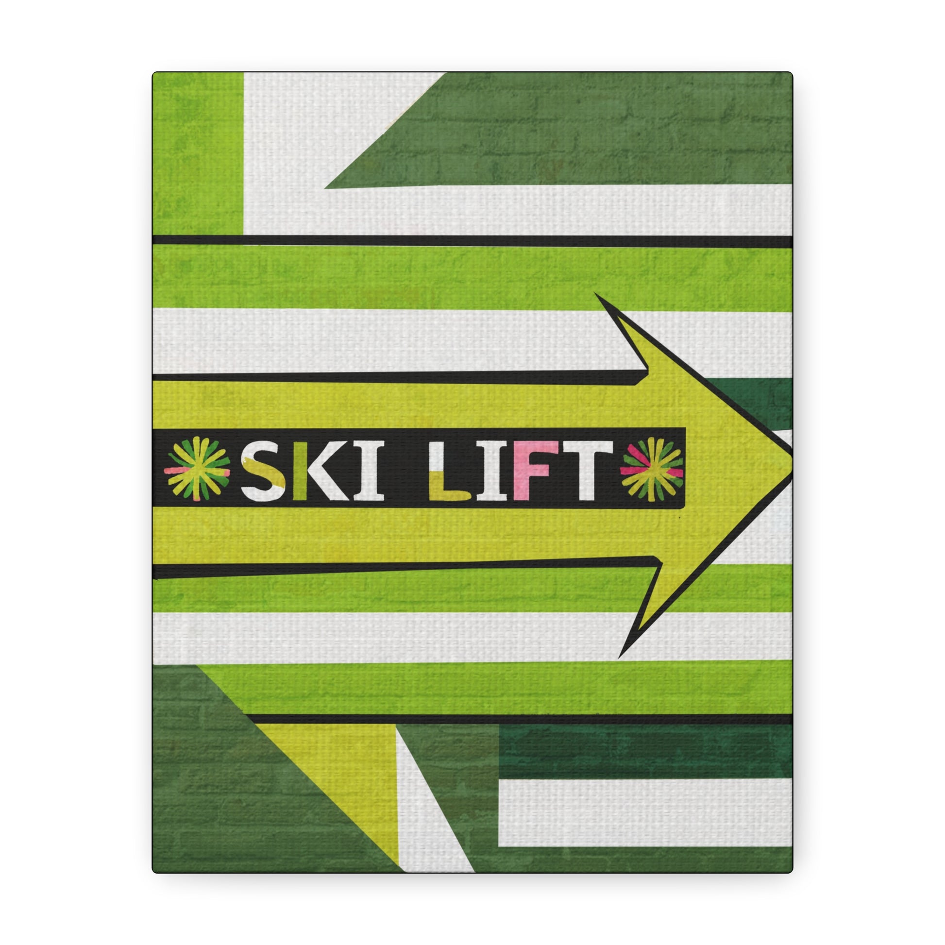 Midwest Mod Seasonal Winter Art Print Ski Lift Sign in Green - Matte Canvas, Stretched, 1.25"