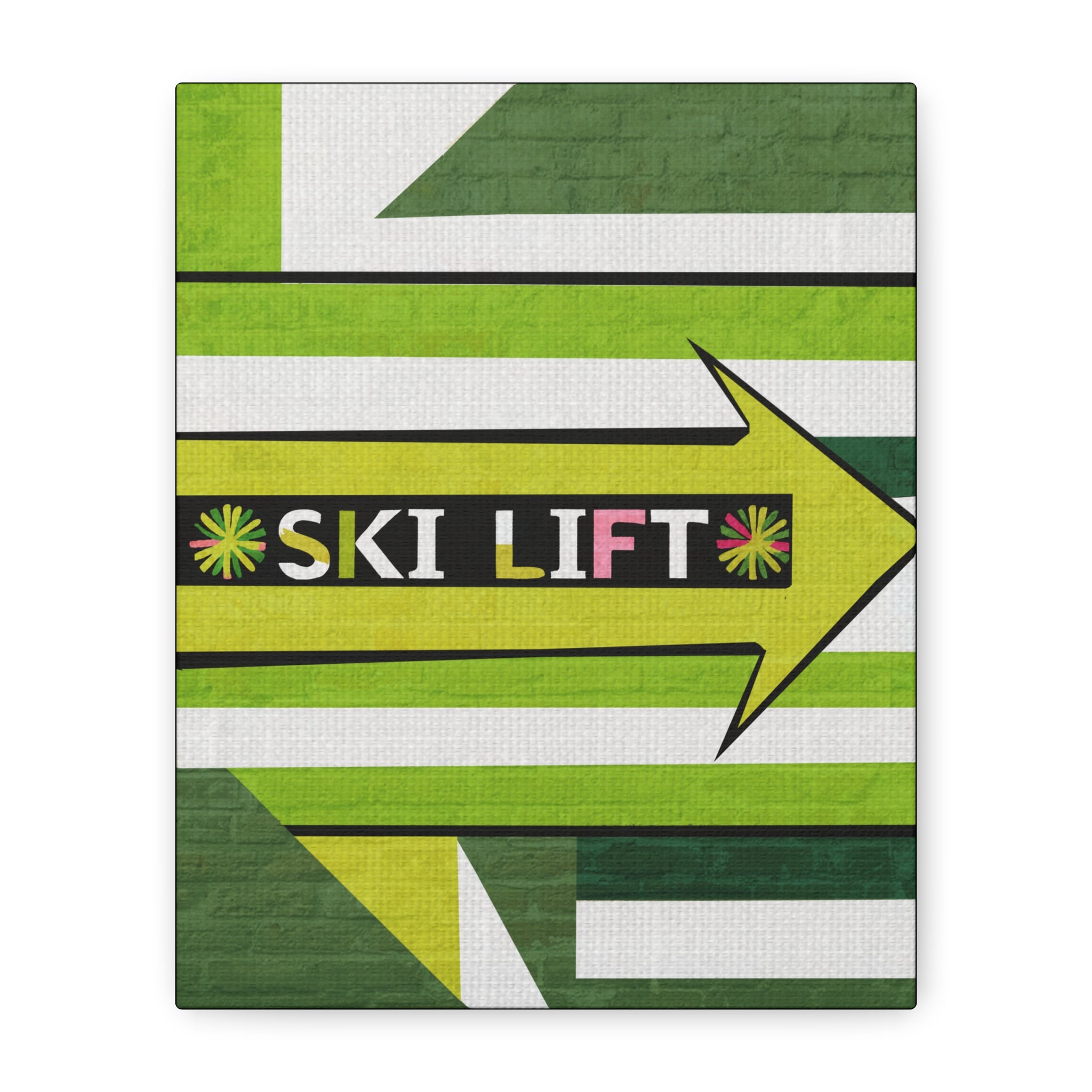 Midwest Mod Seasonal Winter Art Print Ski Lift Sign in Green - Matte Canvas, Stretched, 1.25"
