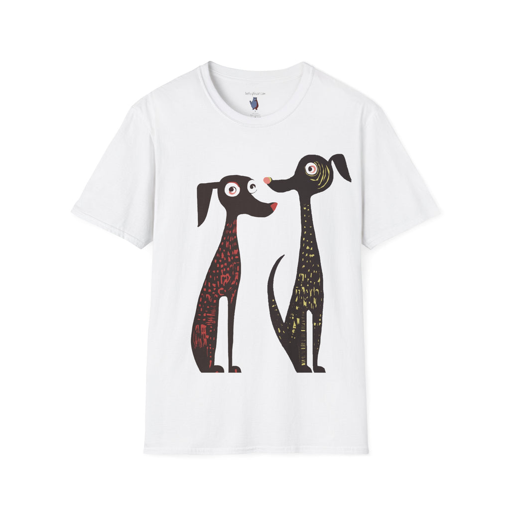 Retro Dog Duo Graphic Art Unisex T-Shirt - 100% Cotton