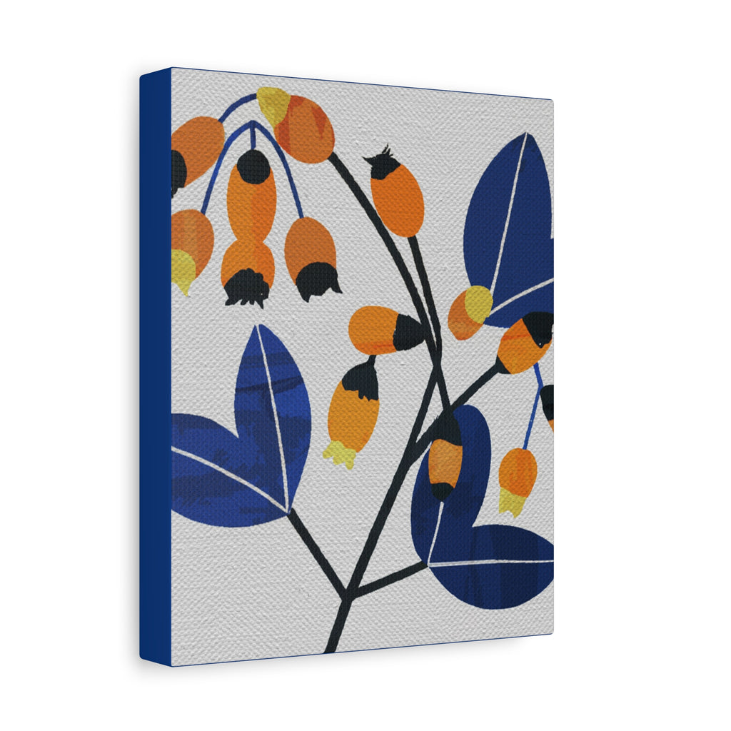 Midwest Modern Abstract Bittersweet Spring Berries Print - Matte Canvas, Stretched, 1.25" -  home decor, wall art, nature, berries, spring