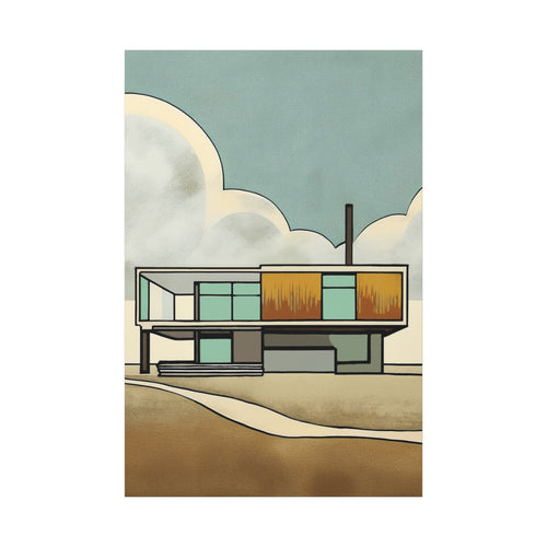 Mid Century Modern House on the Prairie - Matte Canvas, Stretched, 1.25"