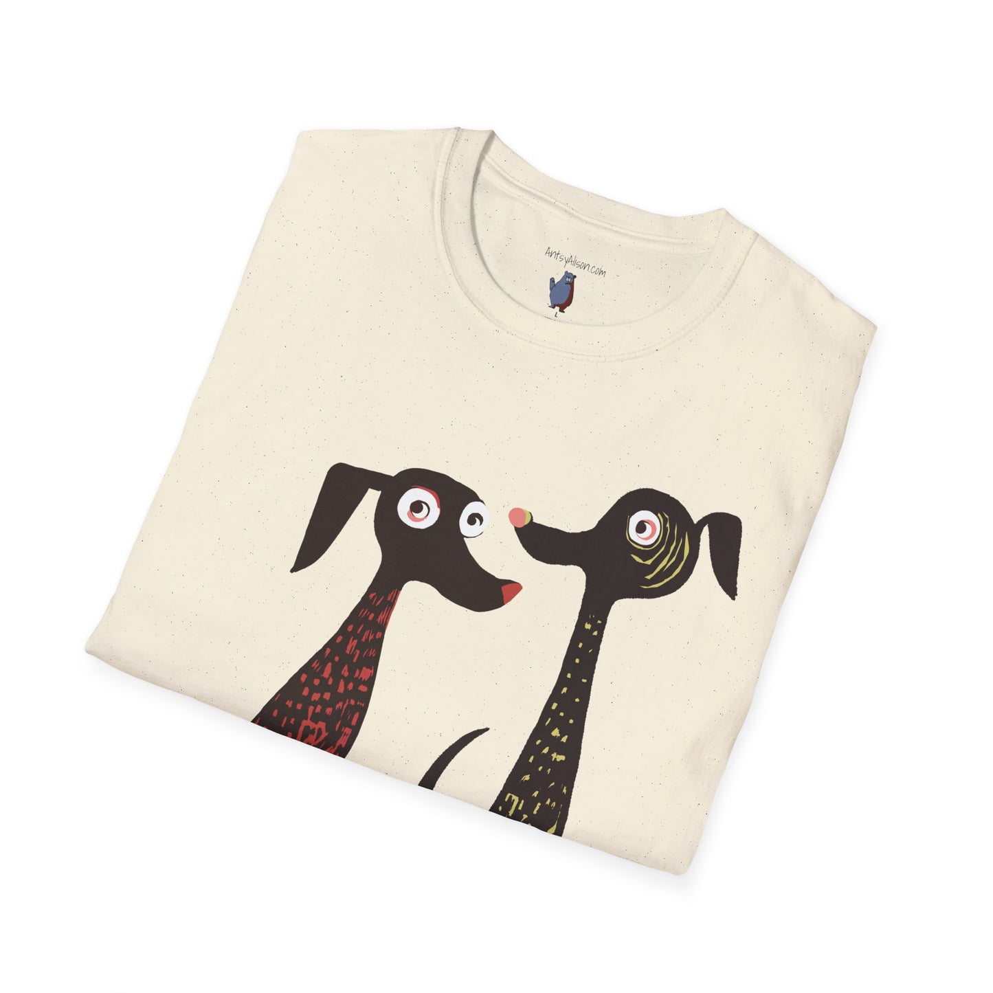 Retro Dog Duo Graphic Art - 100% Cotton T-Shirt