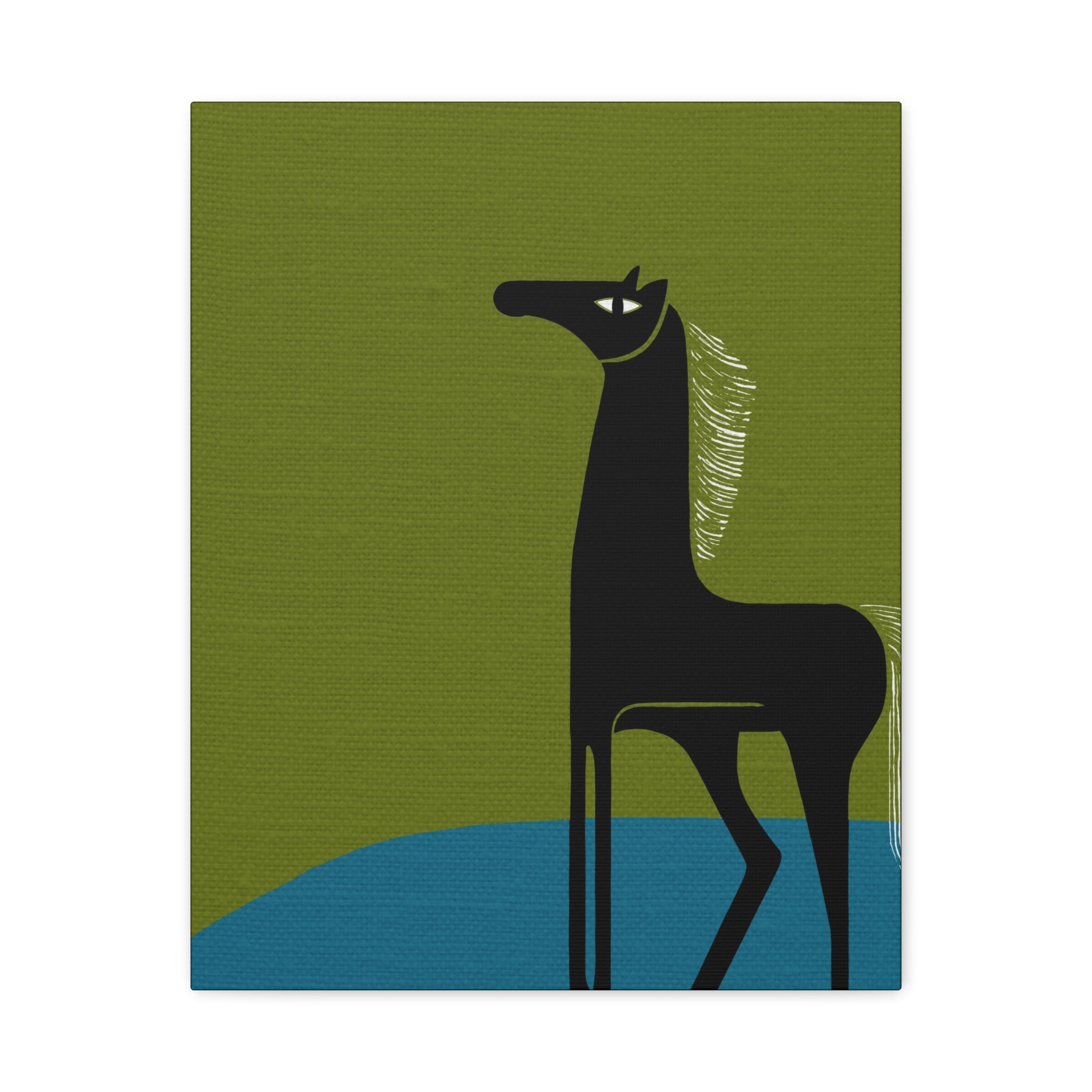 Midwest Modern Abstract Folk Art Black Horse Art - Matte Canvas, Stretched, 1.25" -  home decor, wall art, folk art, horse