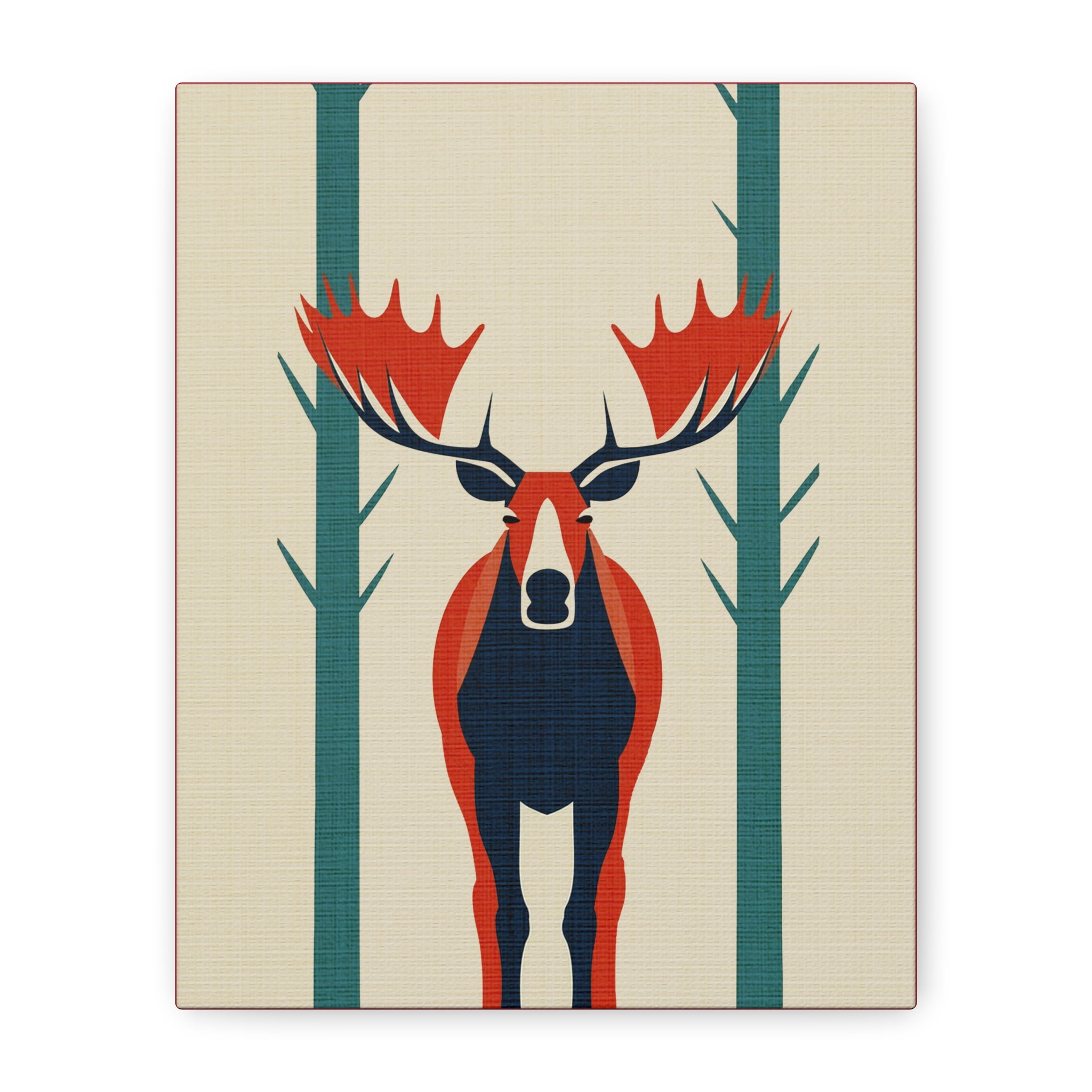 Midwest Mod Moose in Forest No. 1 Winter Print- Matte Canvas, Stretched, 1.25", holiday decor, winter, moose, forest