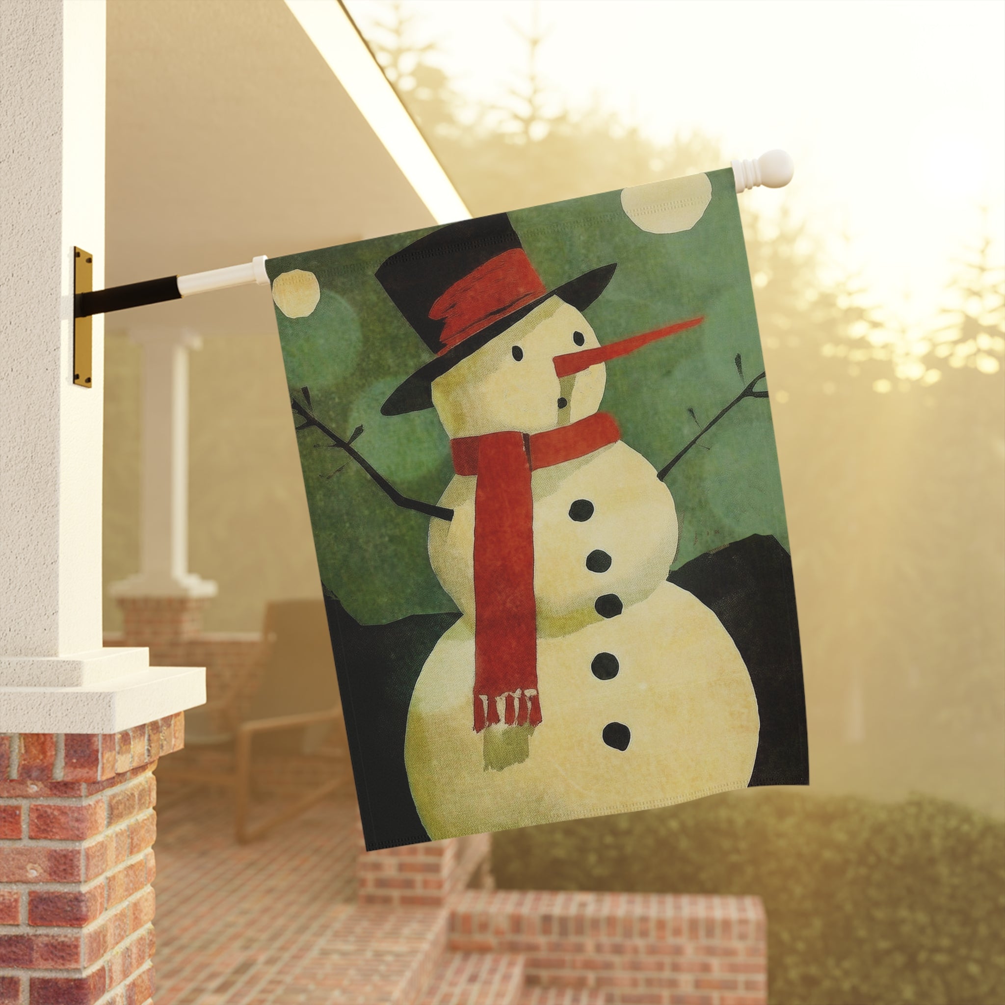 Seasonal Christmas Midwest Mod Caught Off Guard Snowman Outdoor House Flag Garden Banner