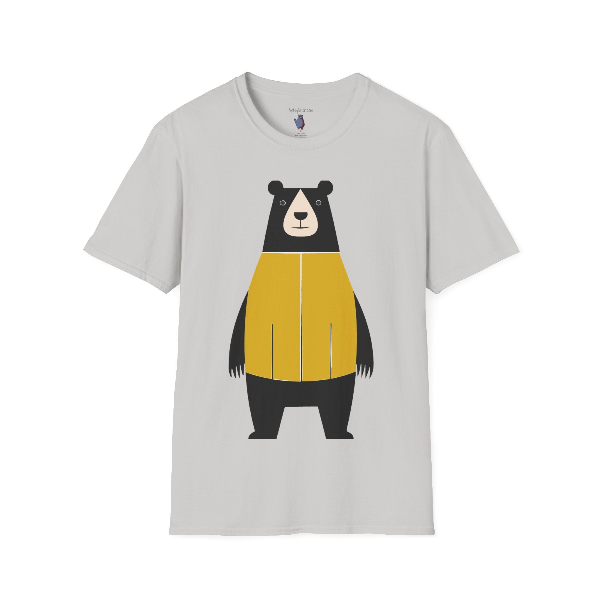 Bear in Yellow Graphic Art - 100% Cotton T-Shirt