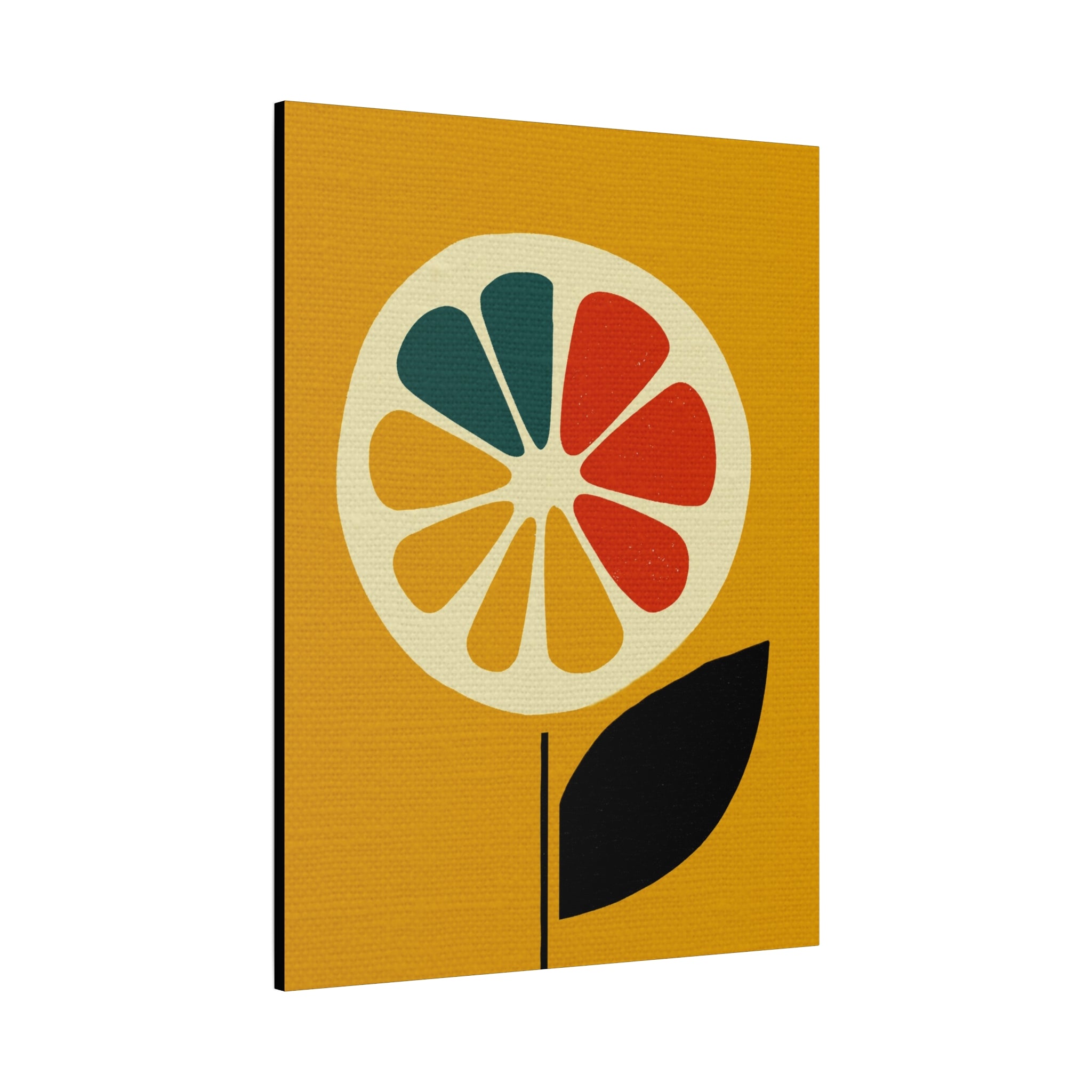 Midwest Modern Icon Pop Art Lemon Flower Print - Matte Canvas, Stretched, 1.25" - wall decor, fun art,  bold, lemons, floral