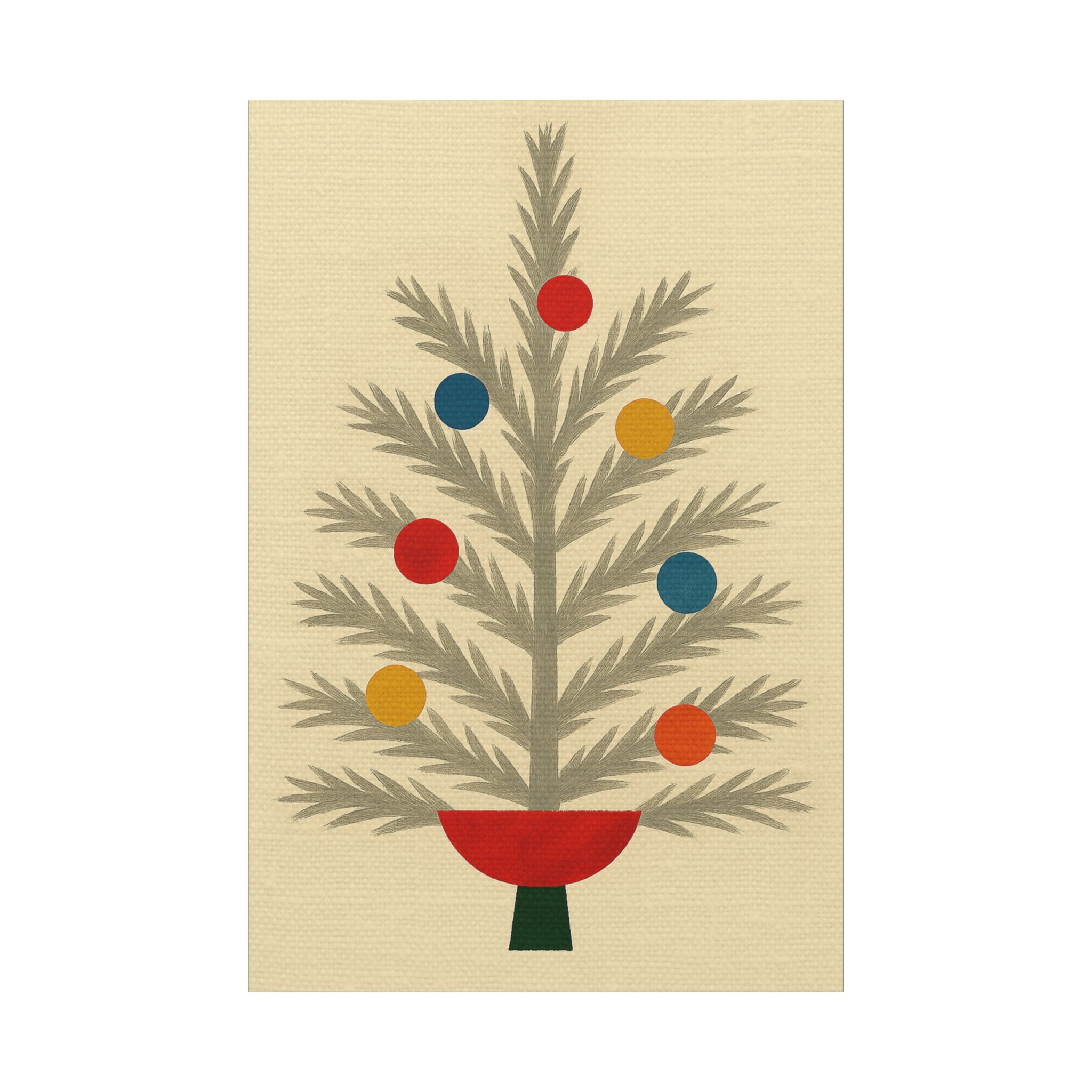 Midwest Mod Seasonal Christmas Art Print - Retro Aluminum Christmas Tree - Matte Canvas, Stretched, 1.25"
