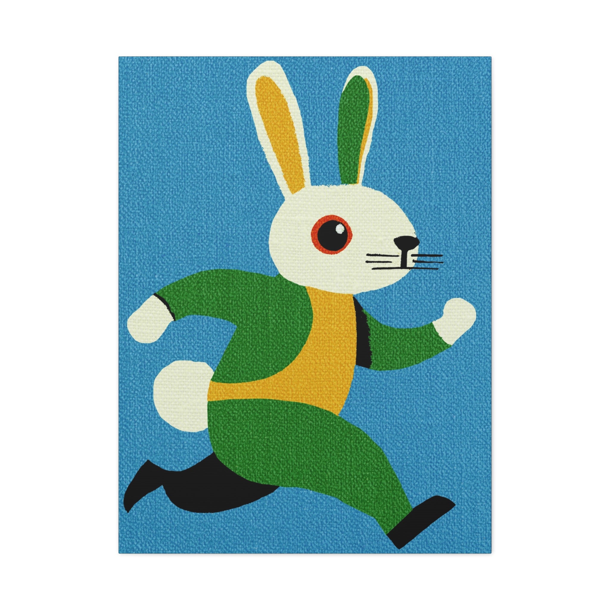 Midwest Modern Pop Art Run Rabbit Run #1 Art Print - Matte Canvas, Stretched, 1.25" -  home decor, wall art, bunny, spring, easter, rabbit