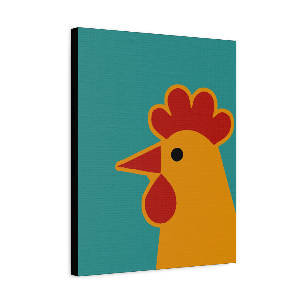 Midwest Modern Icon Pop Art Chicken Head Print - Matte Canvas, Stretched, 1.25" - wall decor, fun art,  bold, animals, chickens