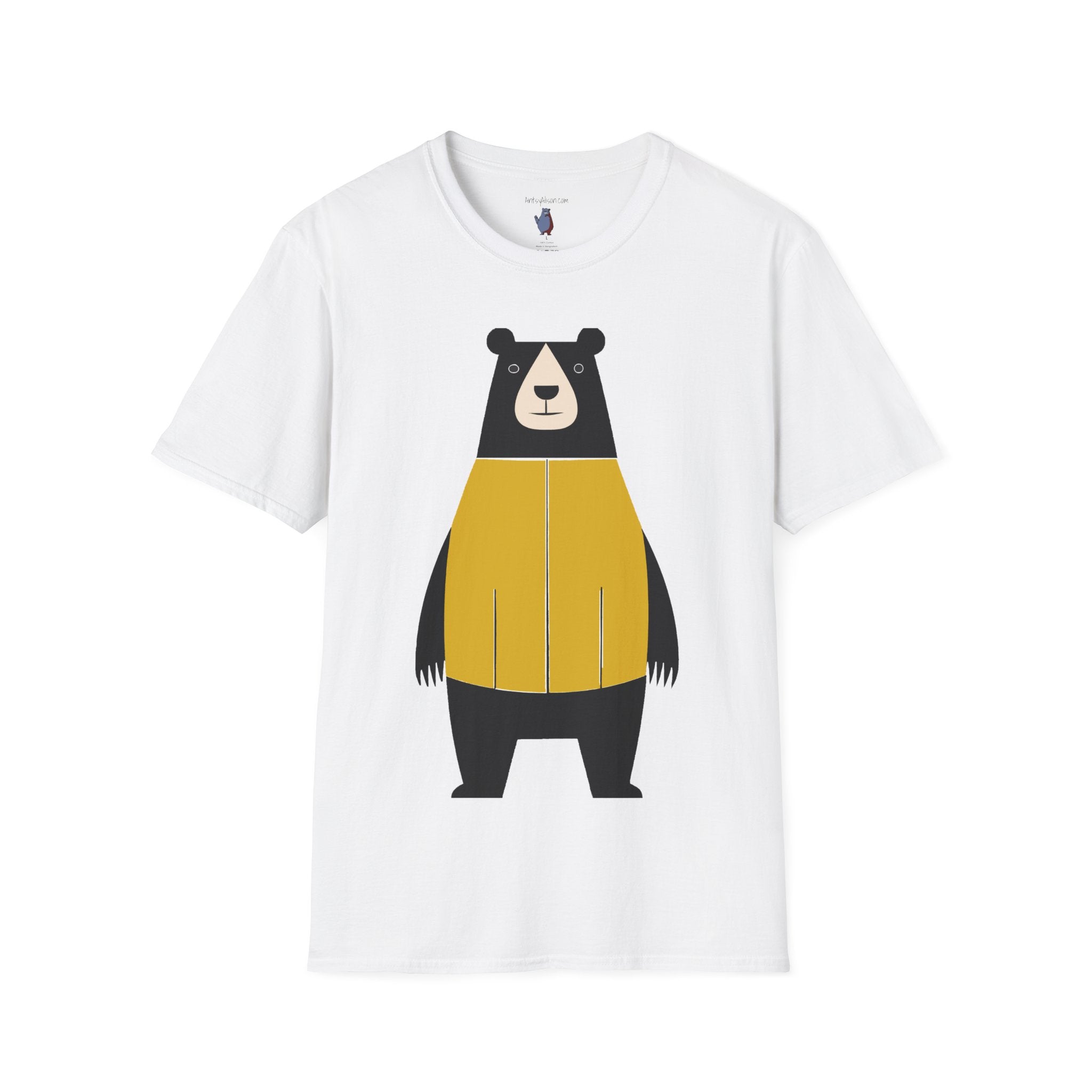 Bear in Yellow Graphic Art - 100% Cotton T-Shirt