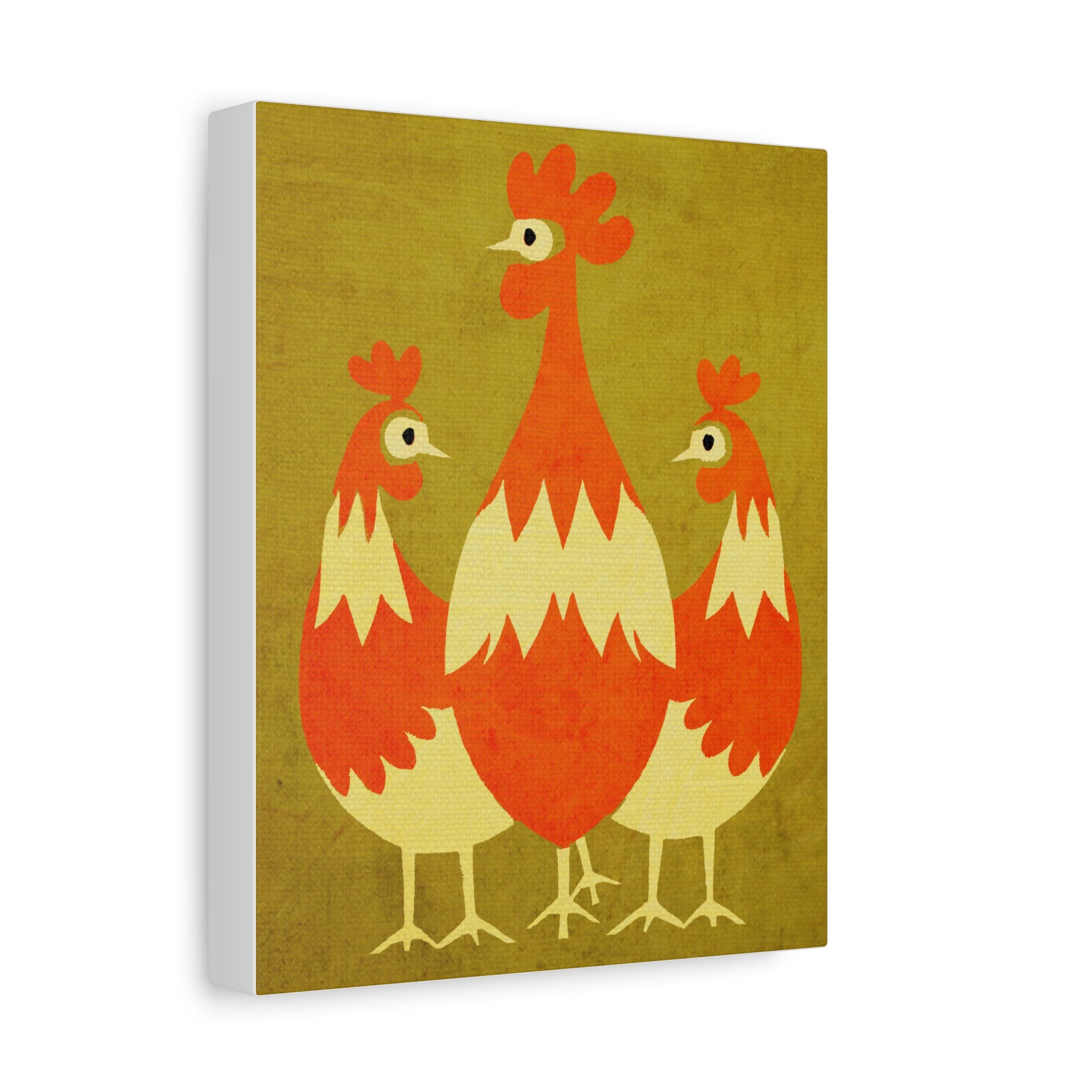 Midwest Modern Pop Art Chicken Trio Print - Matte Canvas, Stretched, 1.25"