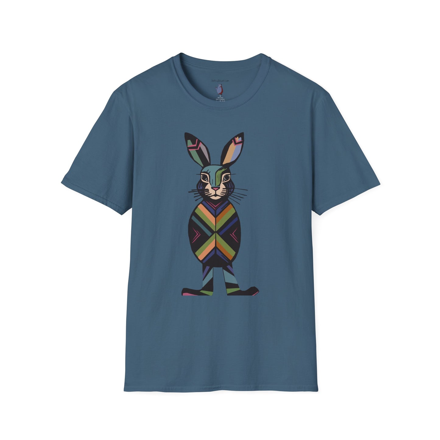 Striped Standing Bunny Rabbit - 100% Cotton T-Shirt