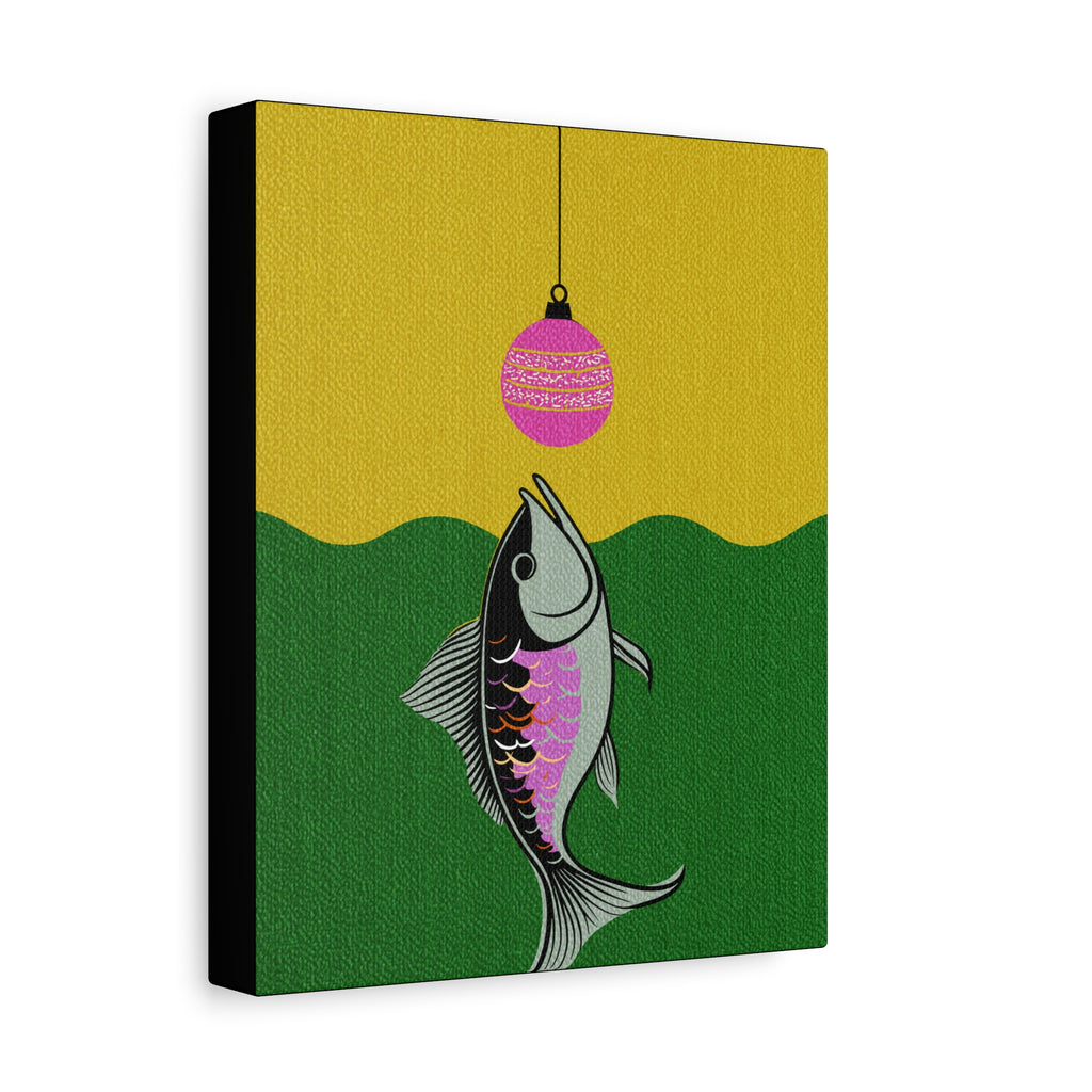 Midwest Mod Holiday Christmas Ornament Lure Fishing No. 2 Print- Matte Canvas, Stretched, 1.25", holiday decor, Christmas, fishing, lures