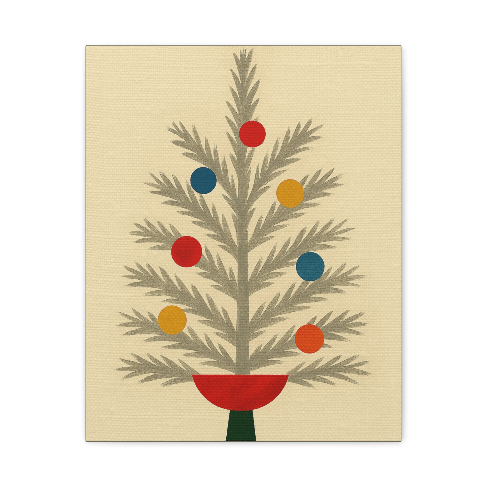 Midwest Mod Seasonal Christmas Art Print - Retro Aluminum Christmas Tree - Matte Canvas, Stretched, 1.25"