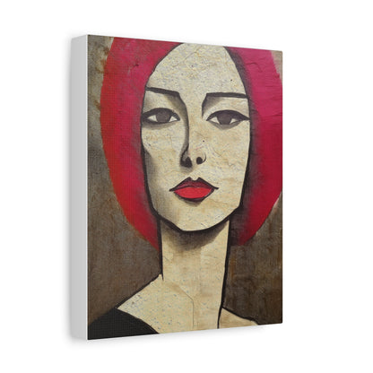 Abstract Woman Girl Portrait Pink Positive Print - Matte Canvas, Stretched, 1.25"