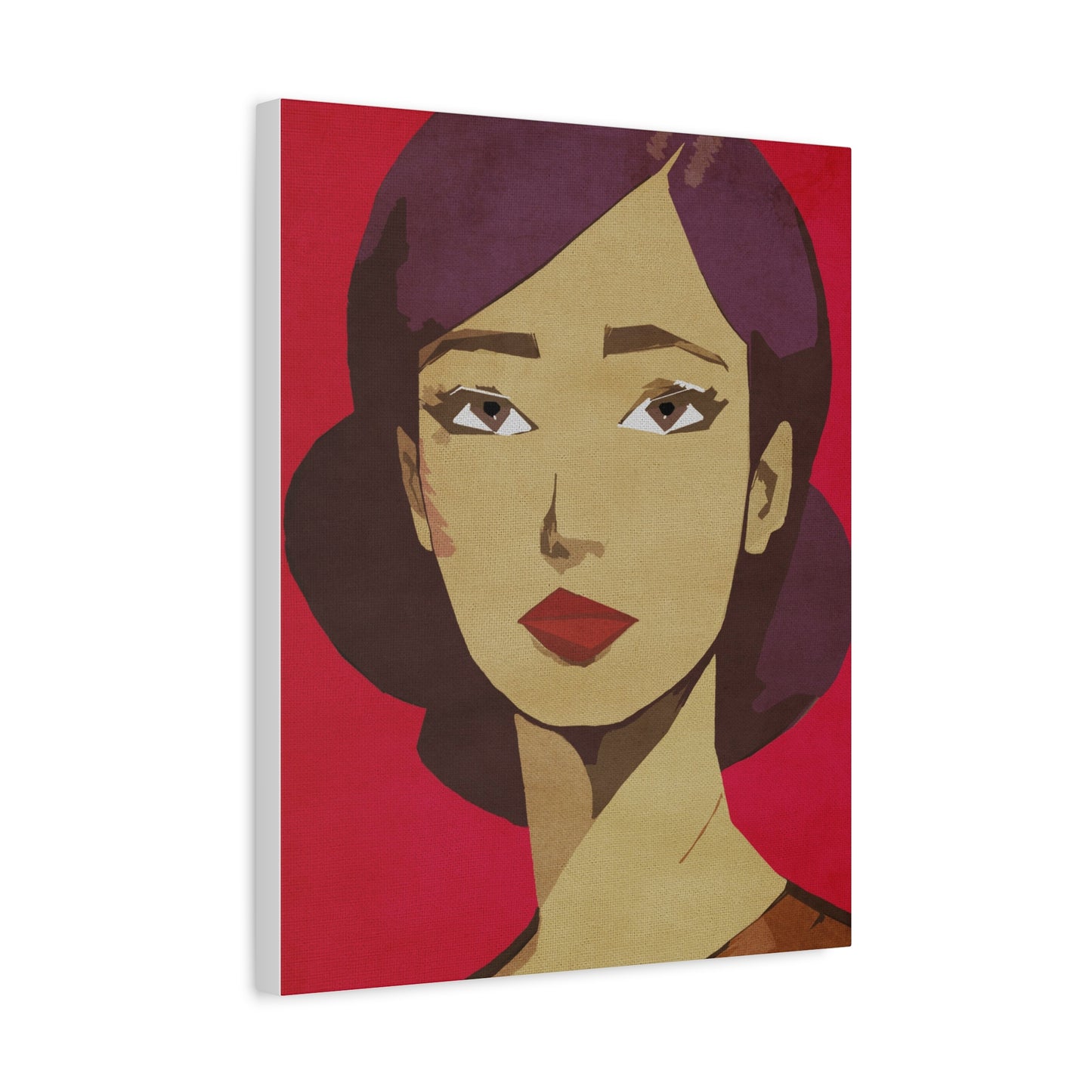 Woman in Red Portrait Graphic Art Print - Matte Canvas, Stretched, 1.25"