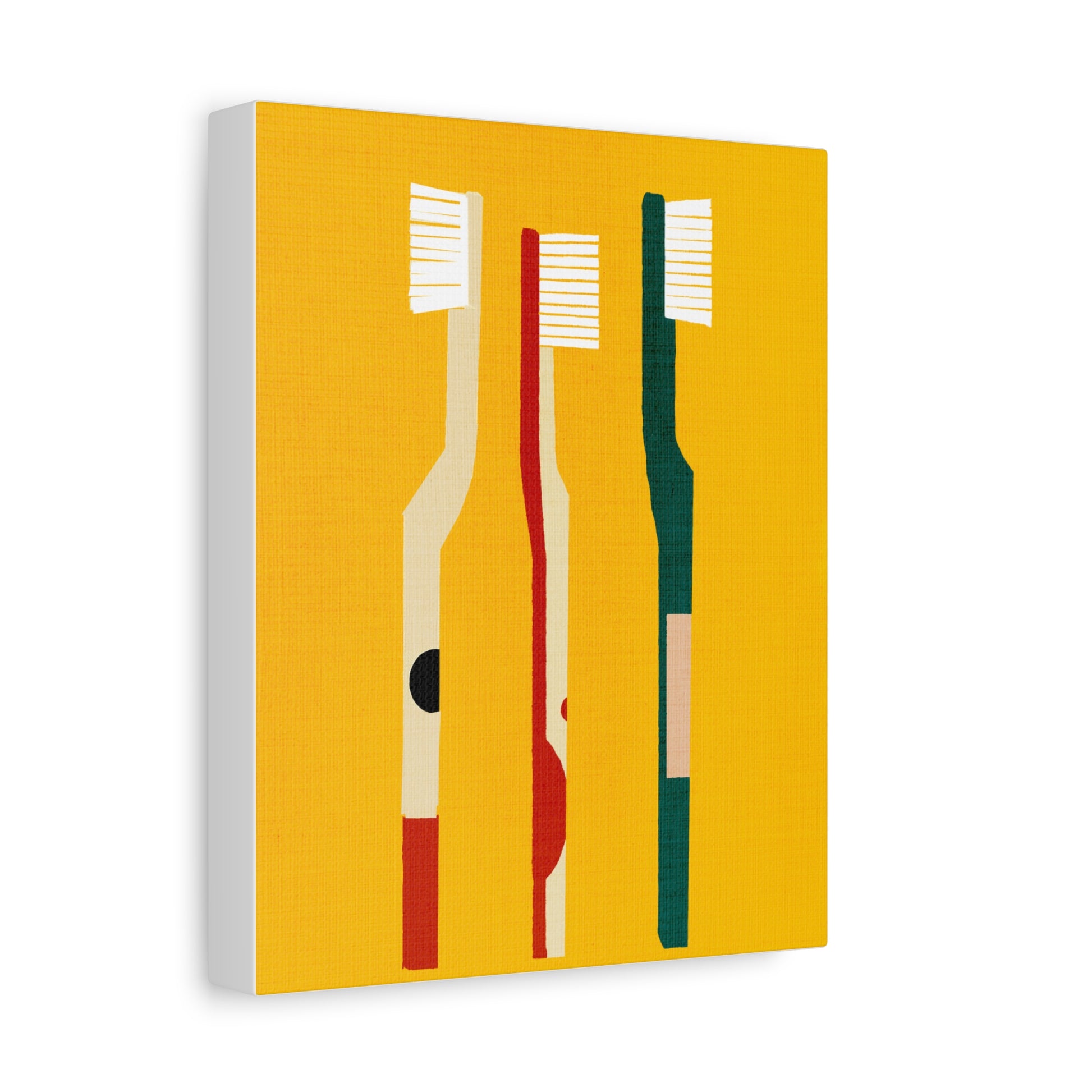 Midwest Modern Pop Art Toothbrush Trio Number Two Bathroom Art Print - Matte Canvas, Stretched, 1.25"