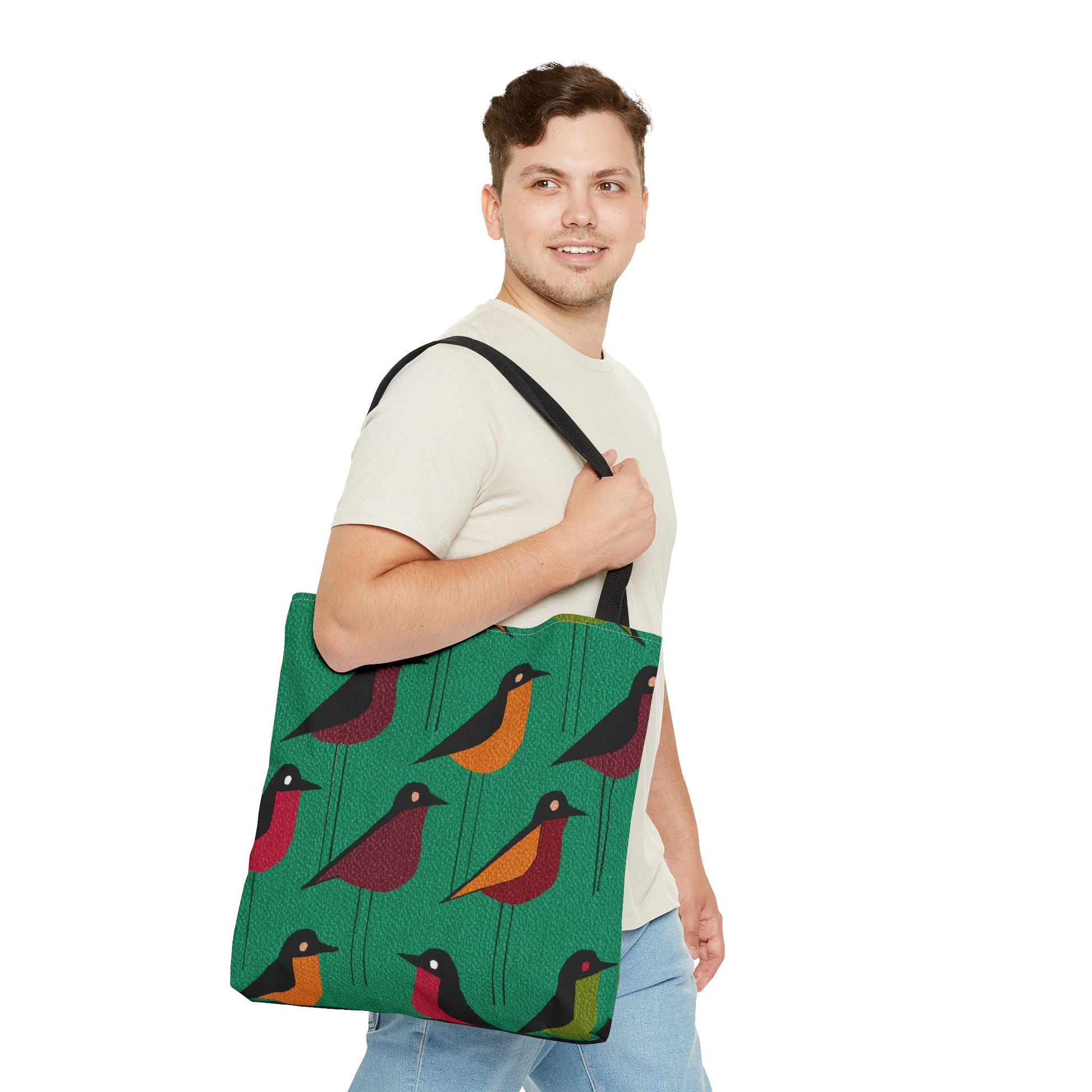 Whimsical Shore Bird Pattern Tote Bag, Eco-Friendly Shopping Bag, Beach Tote, Gift for Nature Lovers, Summer Accessory, Lightweight Carryall