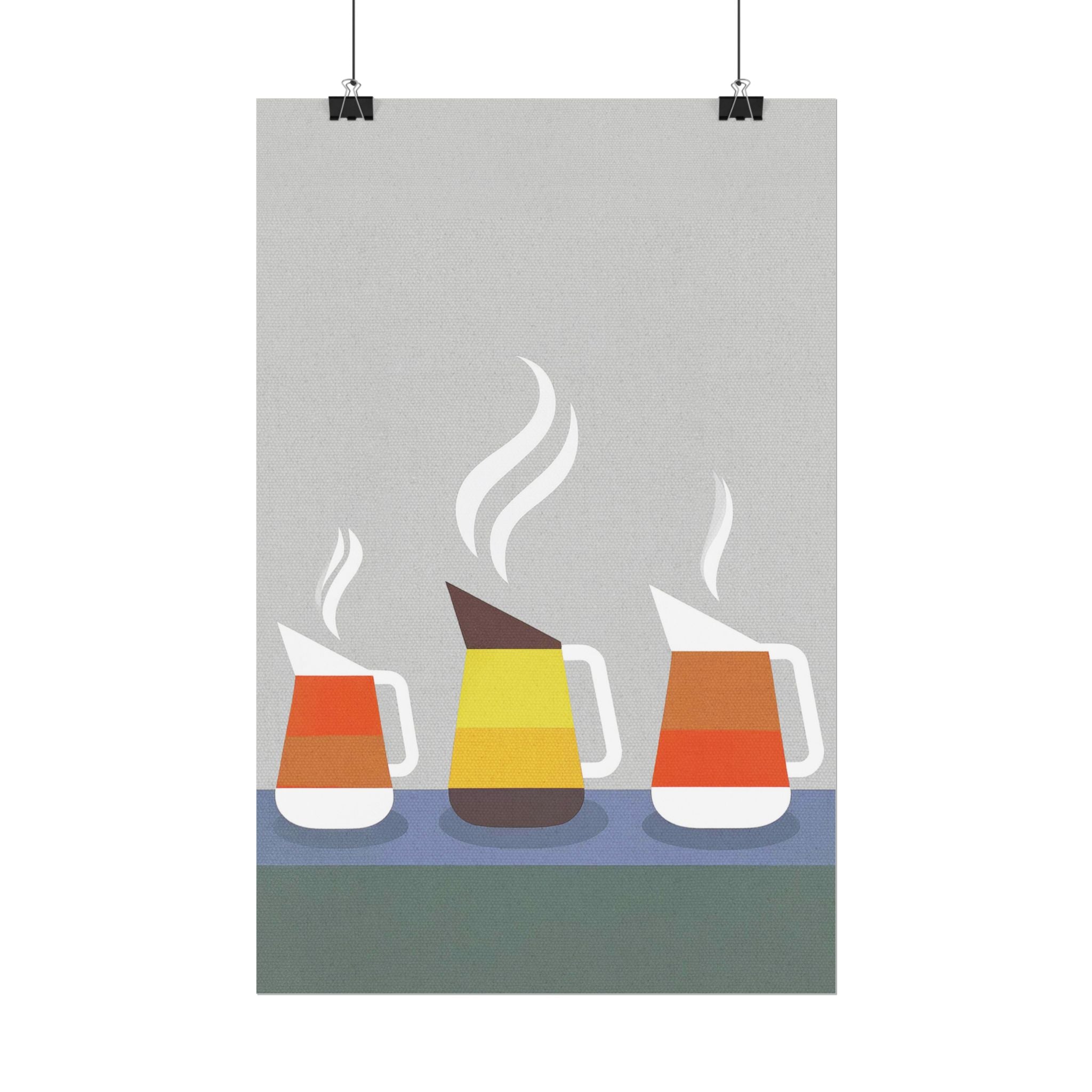 Danish Modern Inspired Coffee Pot Art Print Rolled Poster | Wall Art, Midwest Mod, Danish Modern, Coffee, Coffee Pot
