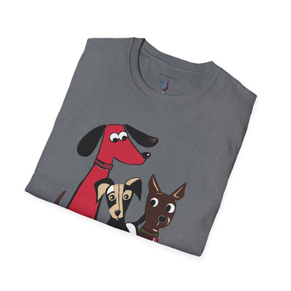 Retro Dog Trio Graphic Art - 100% Cotton T-Shirt