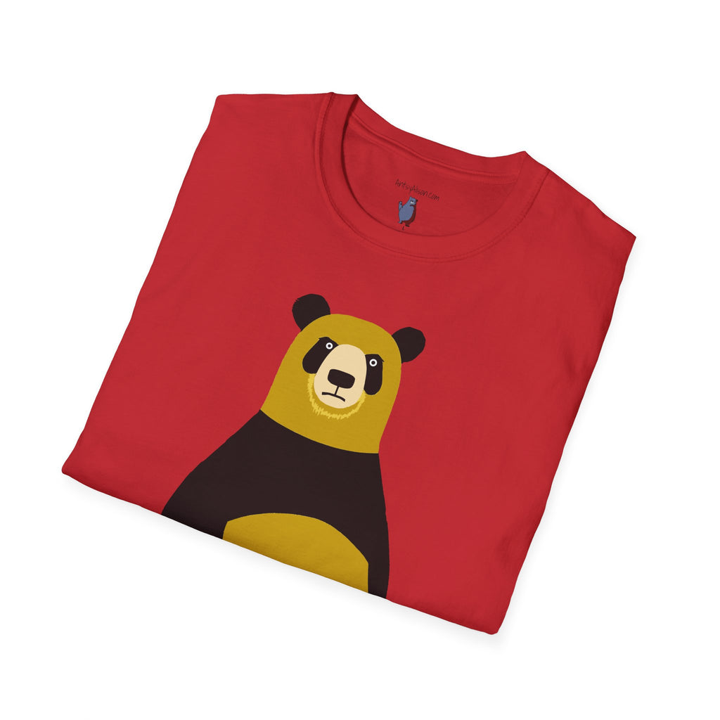 Yellow and Black Bear Number 5 Graphic Art - 100% Cotton T-Shirt