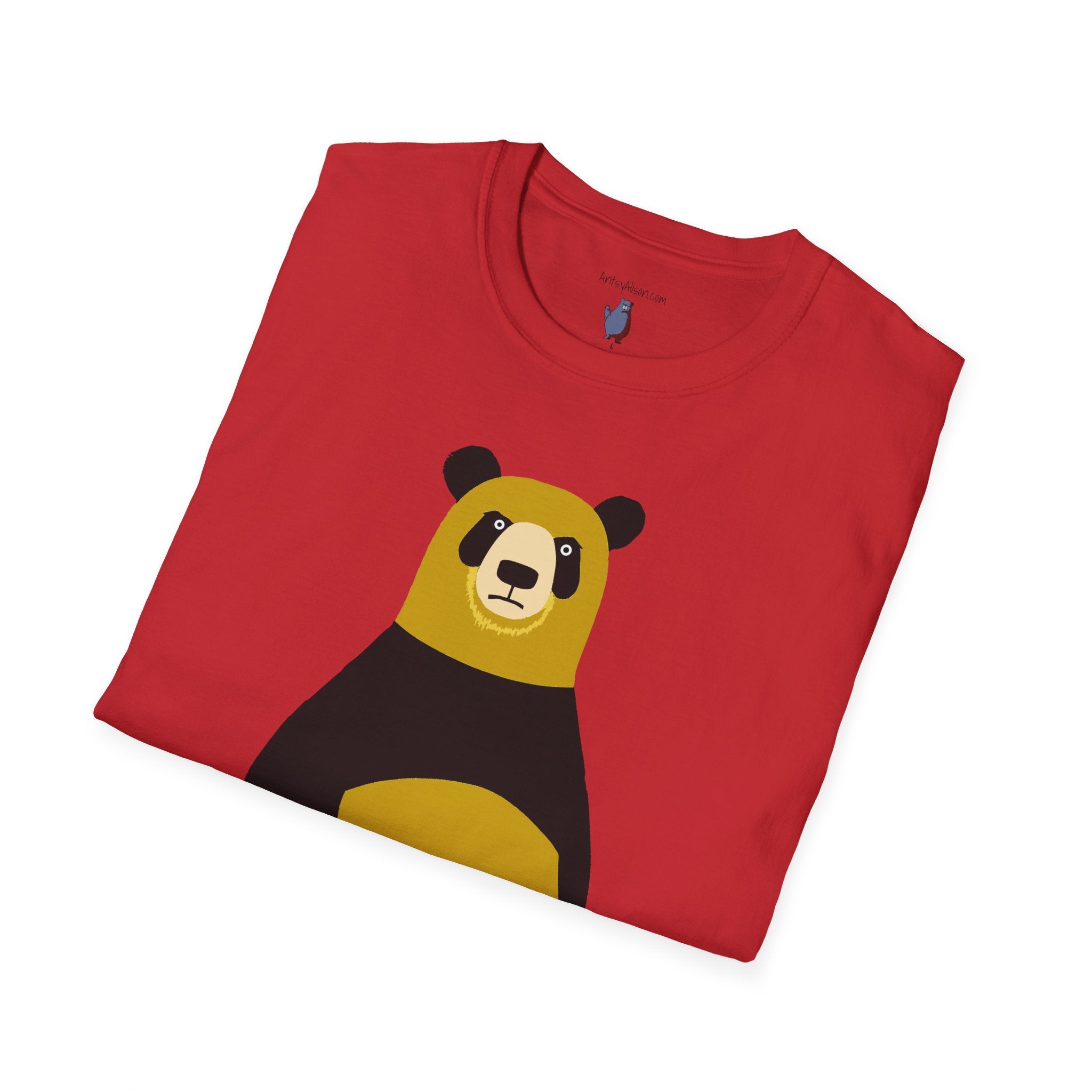 Yellow and Black Bear Number 5 Graphic Art - 100% Cotton T-Shirt