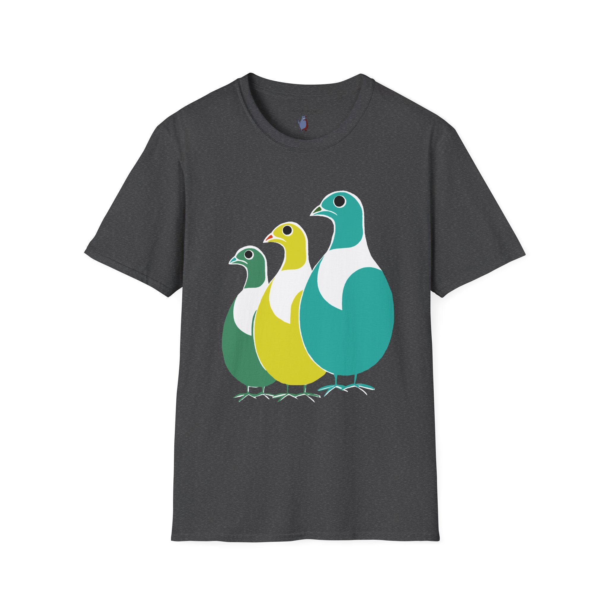 Midwest Modern Pop Art Partridge Trio in Blues - 100% Cotton Graphic Tee - animal lovers, cute, partridge, bird