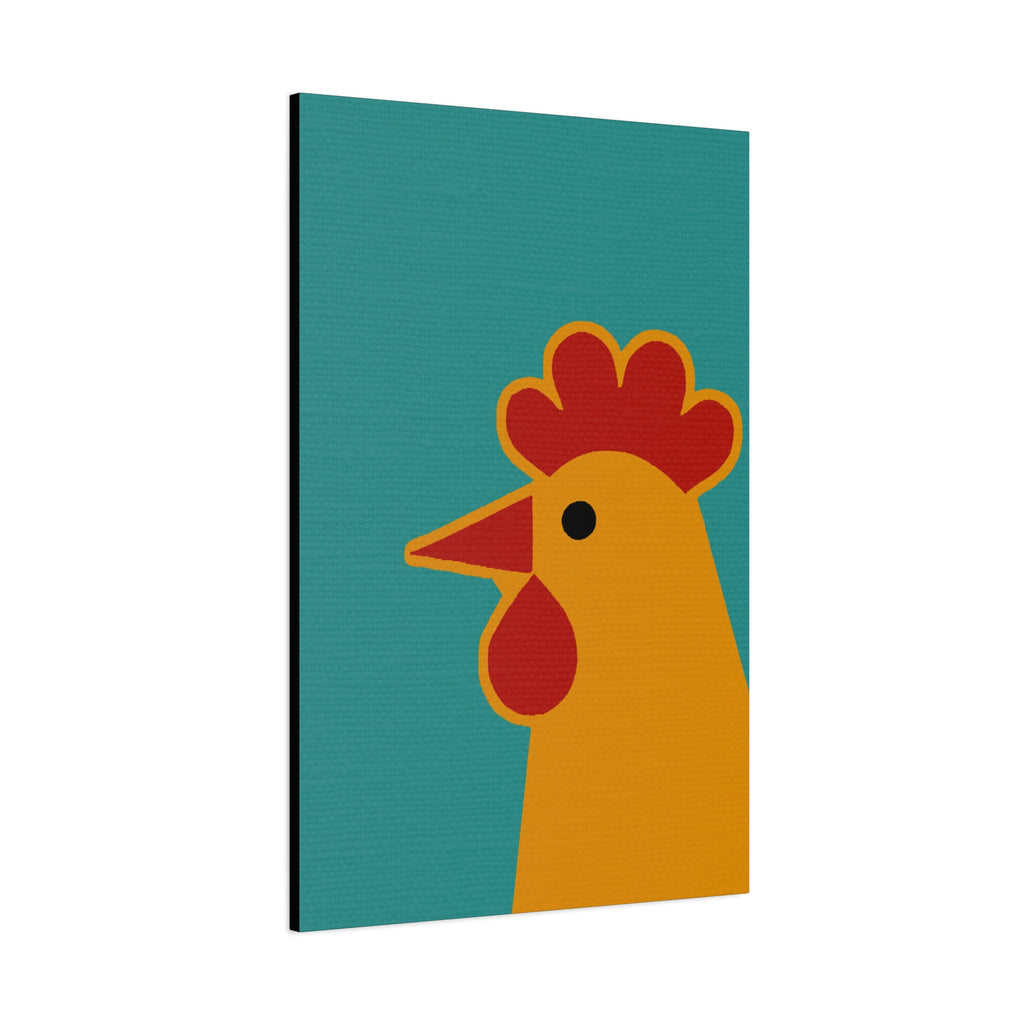 Midwest Modern Icon Pop Art Chicken Head Print - Matte Canvas, Stretched, 1.25" - wall decor, fun art,  bold, animals, chickens