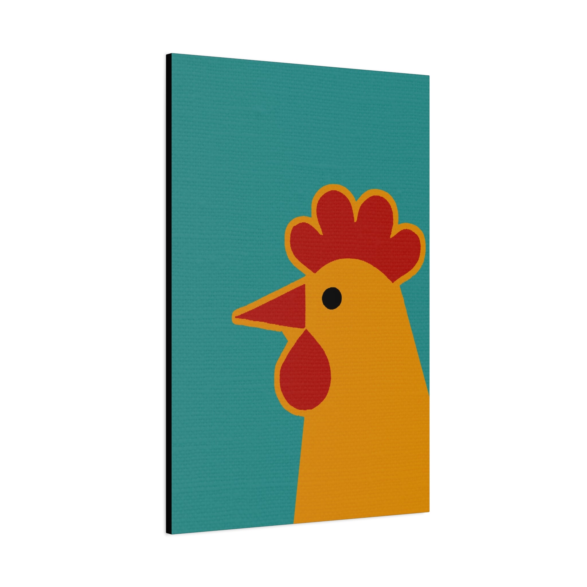 Midwest Modern Icon Pop Art Chicken Head Print - Matte Canvas, Stretched, 1.25" - wall decor, fun art,  bold, animals, chickens