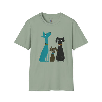 Retro Dog Trio #2 Graphic Art - 100% Cotton T-Shirt