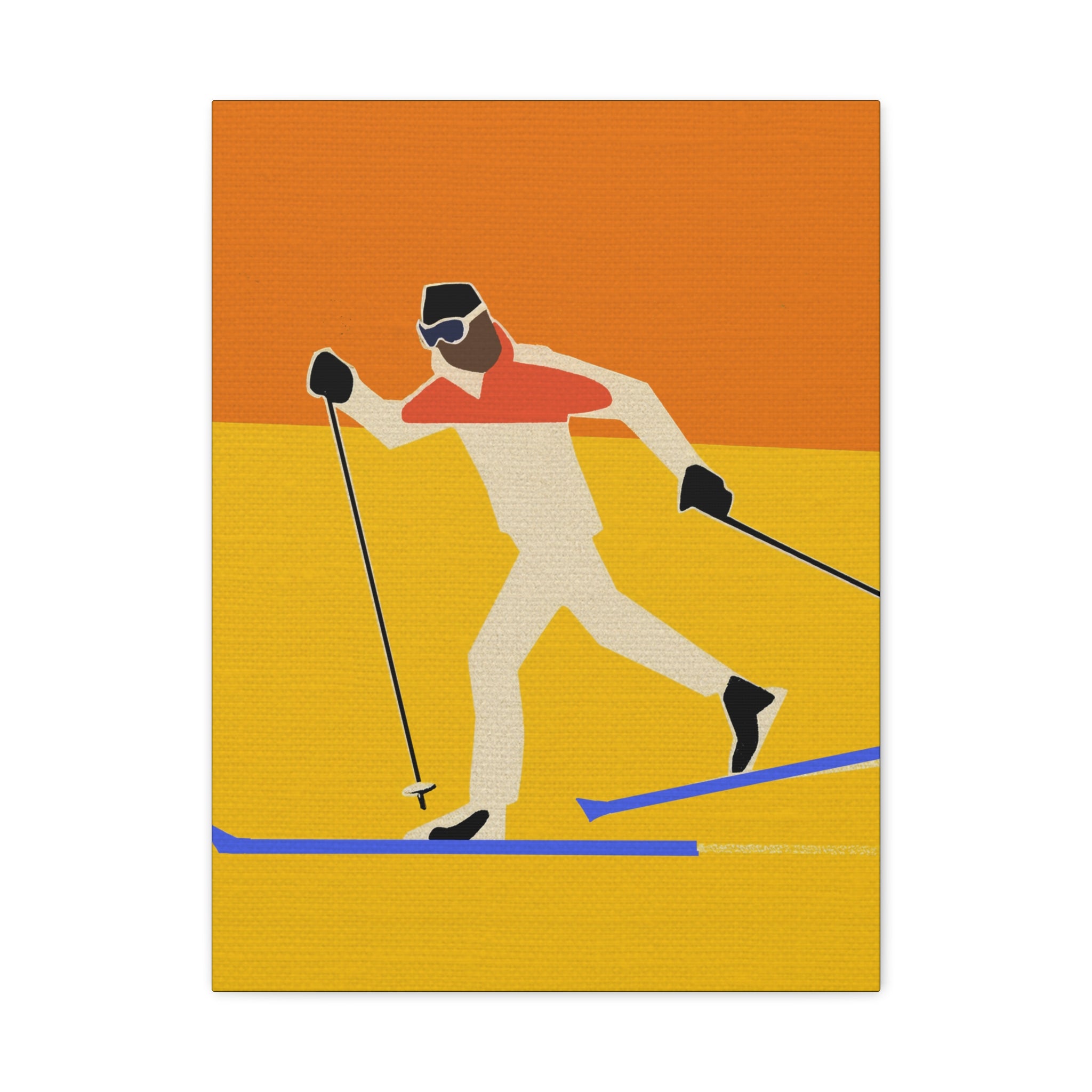 Midwest Mod Seasonal Winter Art Print - Pop Art Cross Country Skier - Matte Canvas, Stretched, 1.25"