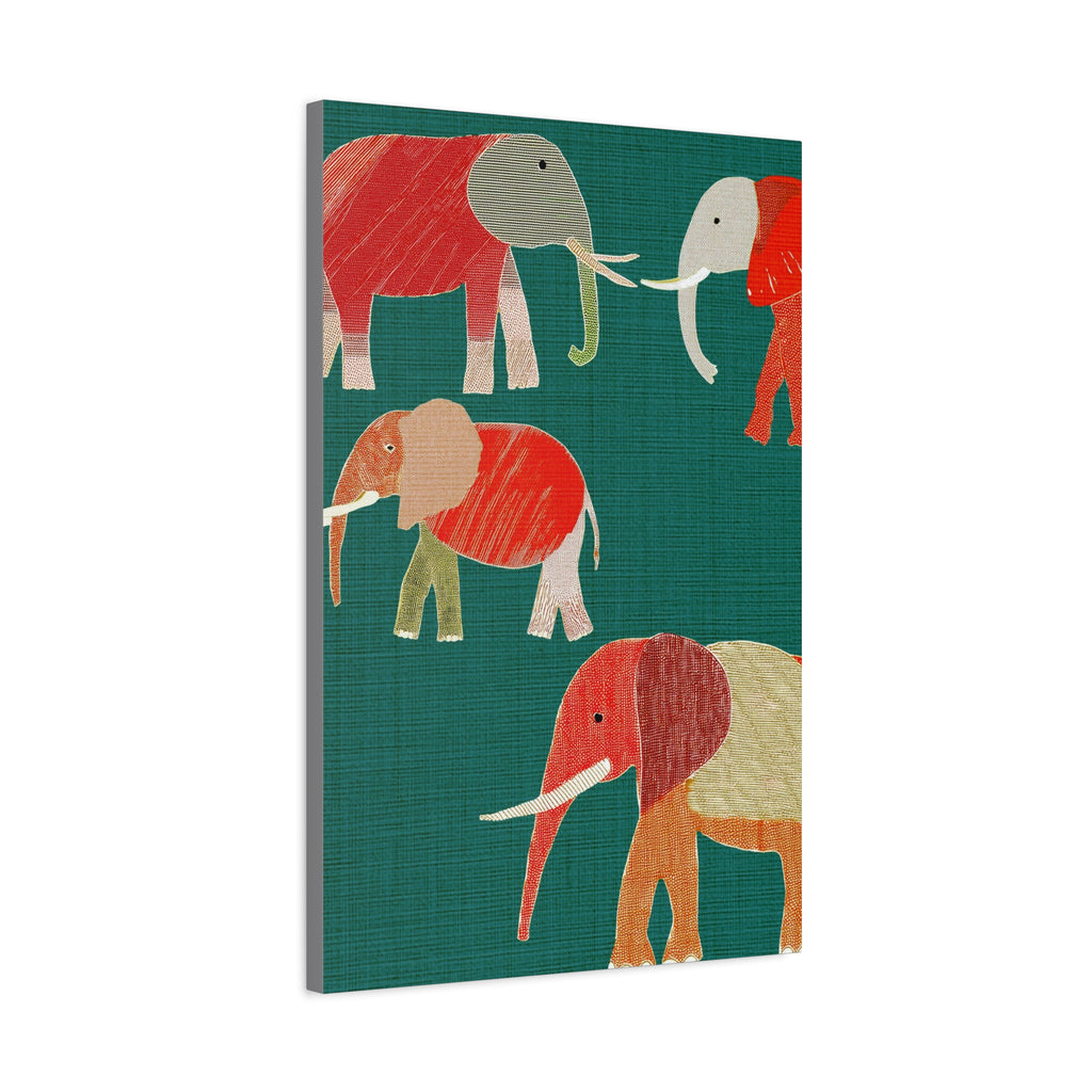 Midwest Modern Pop Art Elephant March - Matte Canvas, Stretched, 1.25" - wall decor, fun art, modern, simple, graphic, nature, elephant