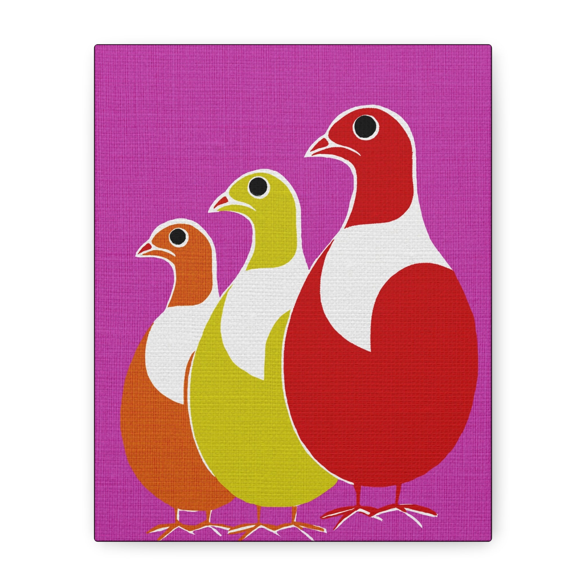 Midwest Modern Abstract Trio of Partridges Pop Art - Matte Canvas, Stretched, 1.25" -  home decor, wall art, pop, partridge