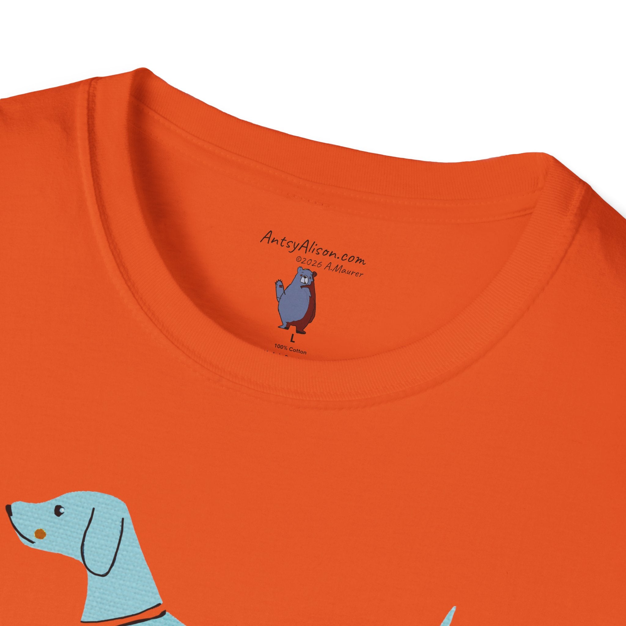 Midwest Modern Walking Blue Dog - 100% Cotton Graphic Tee - animal lovers, dogs, canines, blue