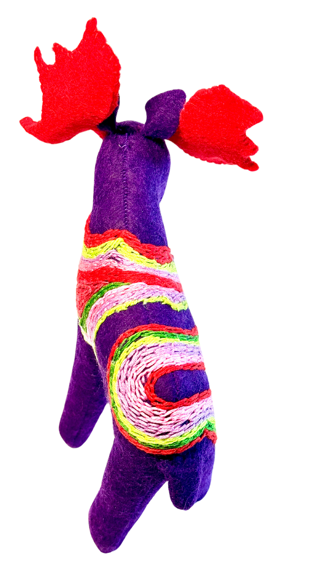 One of a Kind Embroidered Moose Soft Art Textile Plush Home Decor