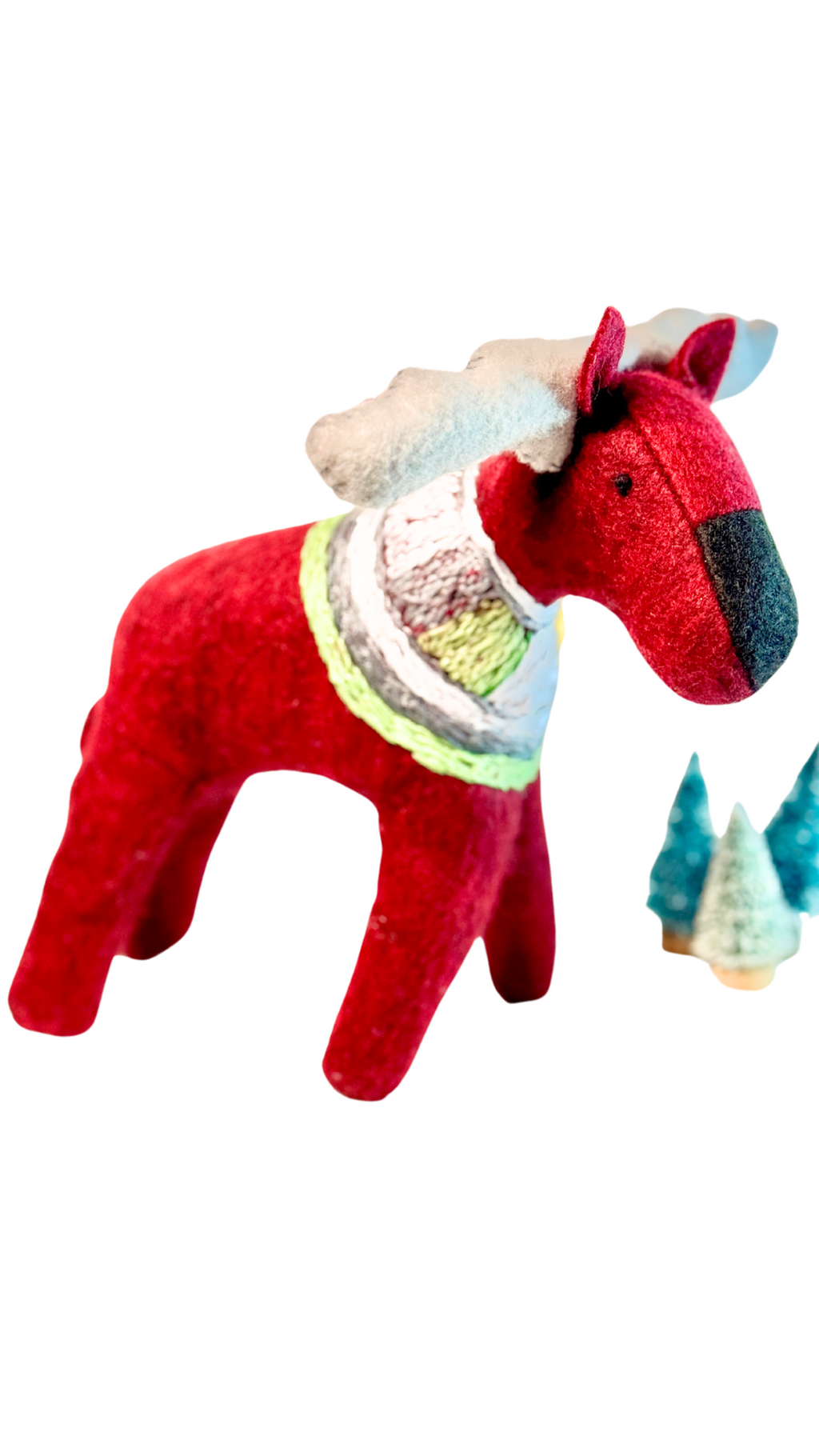 One of a Kind Embroidered Moose Soft Art Textile Plush Decor