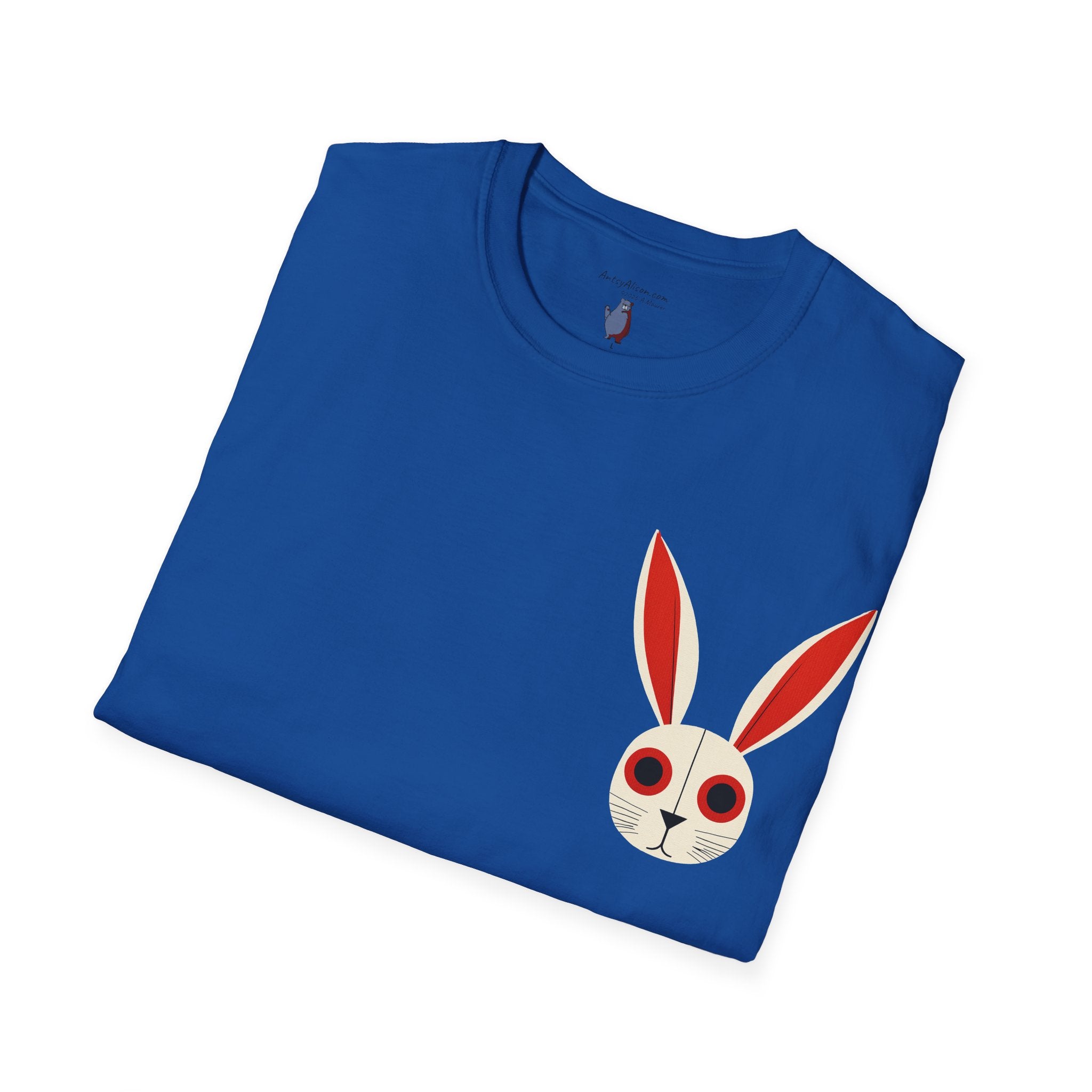 Midwest Modern Pop Iconic Bunny Head  - 100% Cotton Graphic Tee - animal lovers, bunny, rabbit, red, white