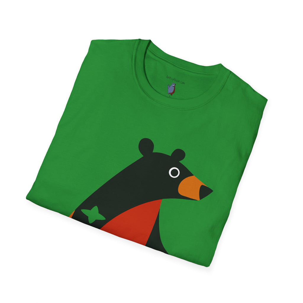 Mod Diamond Black Bear Graphic Art Tee - 100% Cotton T-Shirt