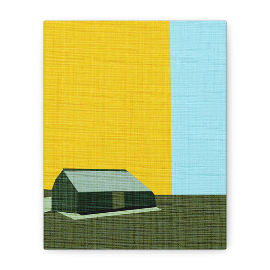 Midwest Modern Prairie Green Barn Landscape - Matte Canvas, Stretched, 1.25"