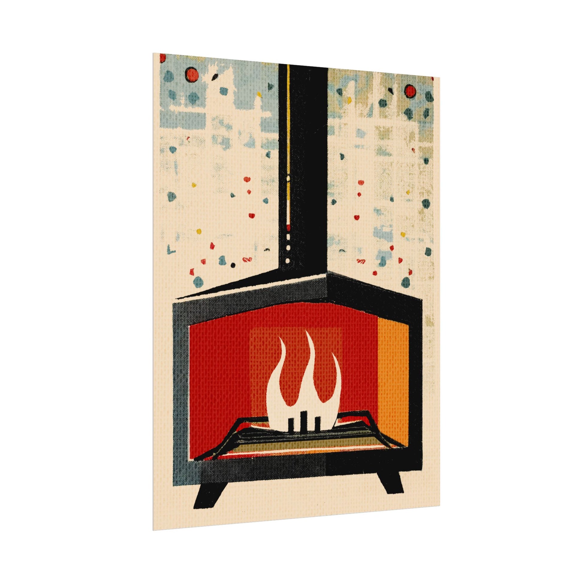 Mid Century Modern Fireplace Art Print Rolled Poster | Wall Art, Midwest Mod