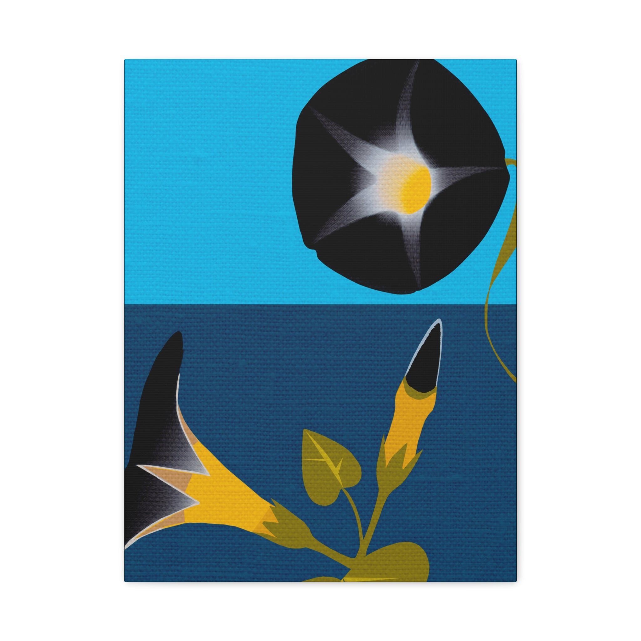 Midwest Modern Abstract Morning Glory Floral Plant Print - Matte Canvas, Stretched, 1.25"