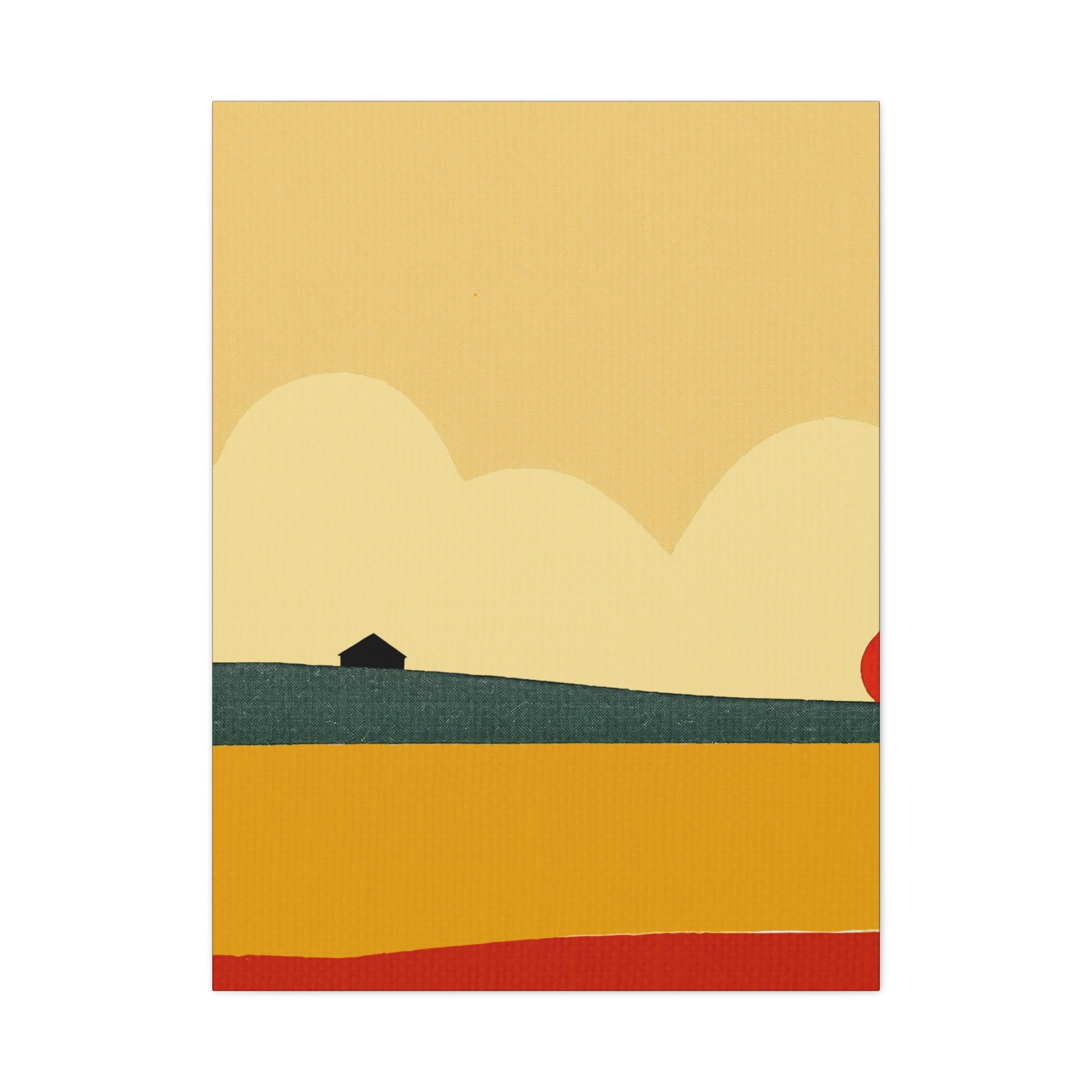 Midwest Mod Simple Farm Landscape Art Print - Matte Canvas, Stretched, 1.25"