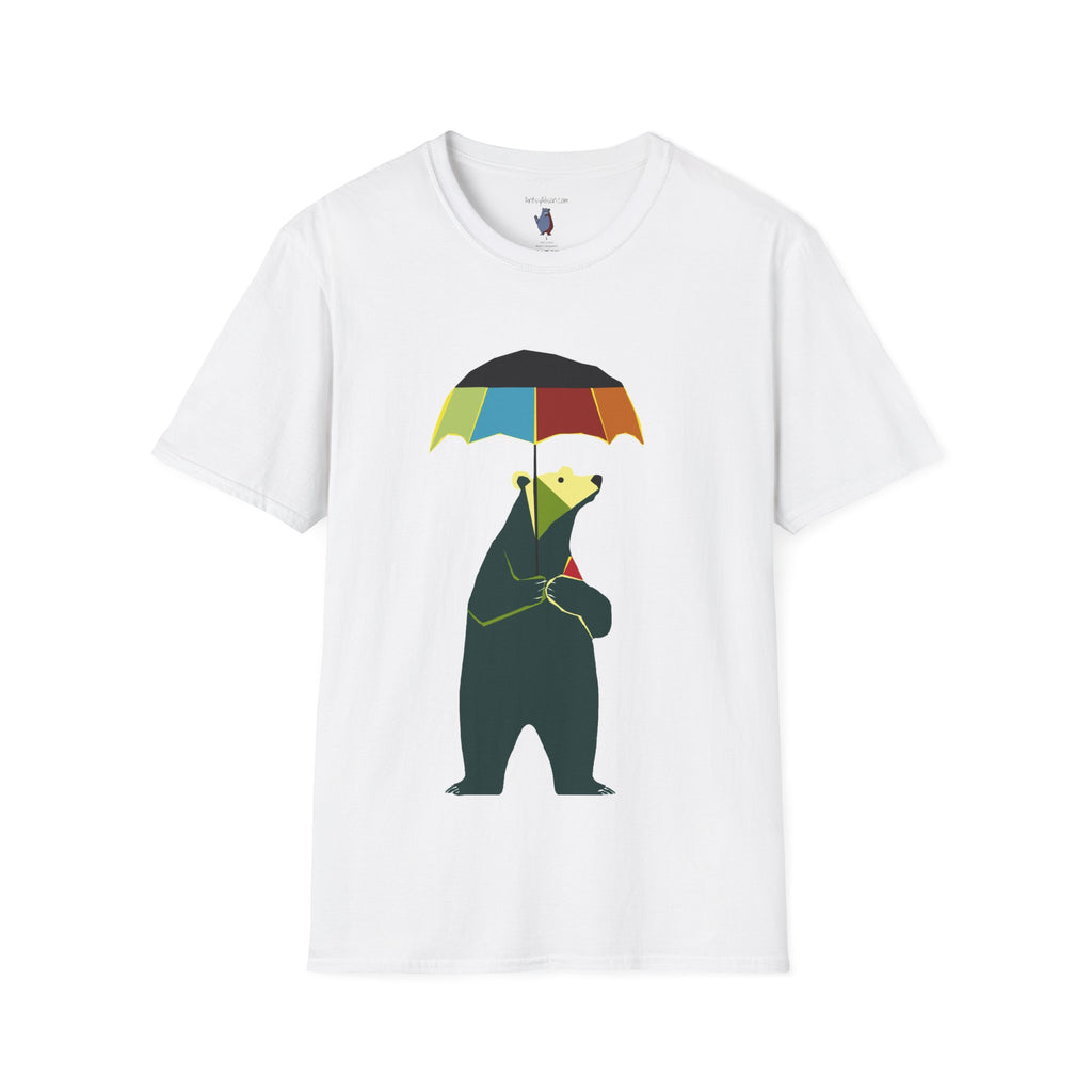 Modern Bear with Umbrella  - 100% Cotton T-Shirt
