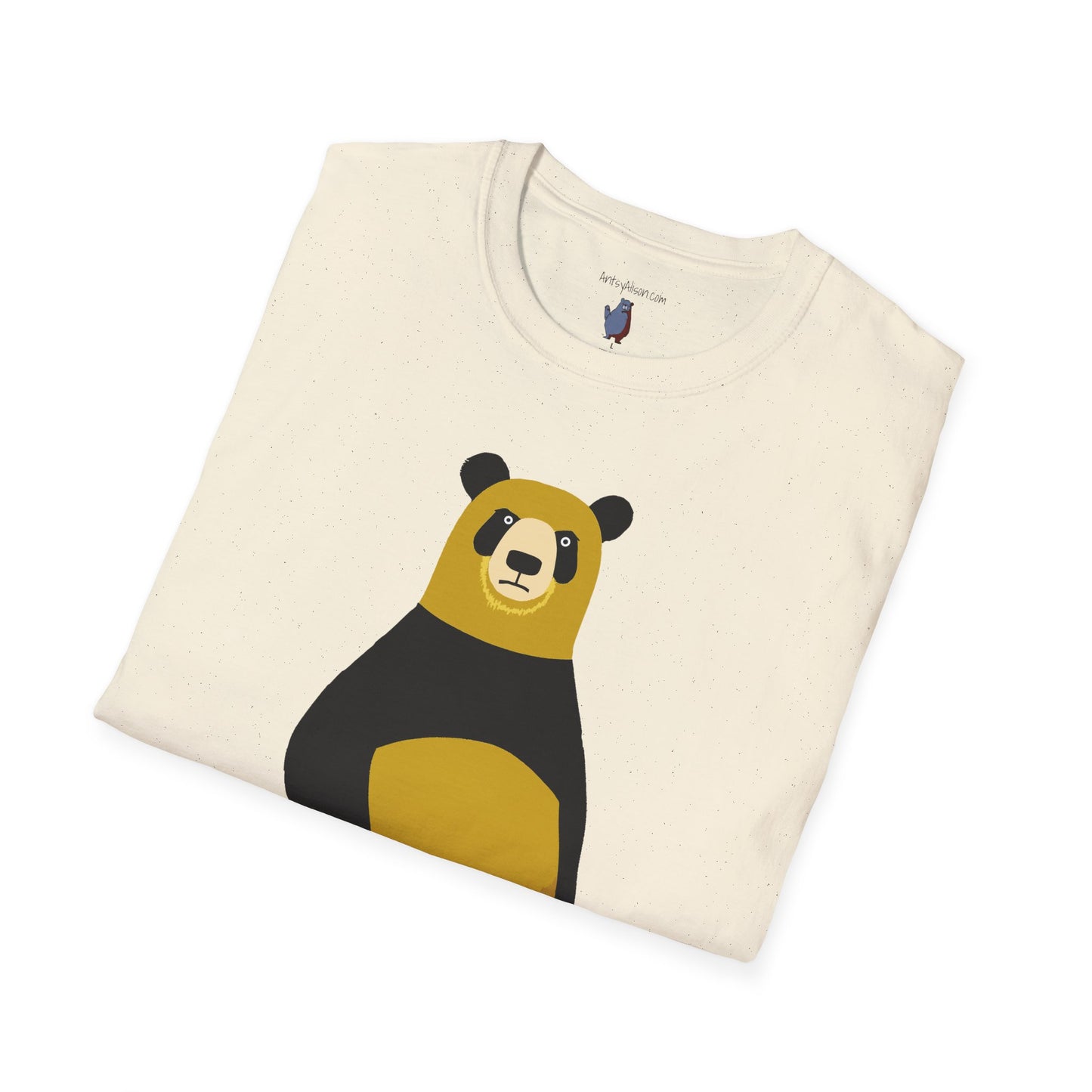 Yellow and Black Bear Number 5 Graphic Art - 100% Cotton T-Shirt