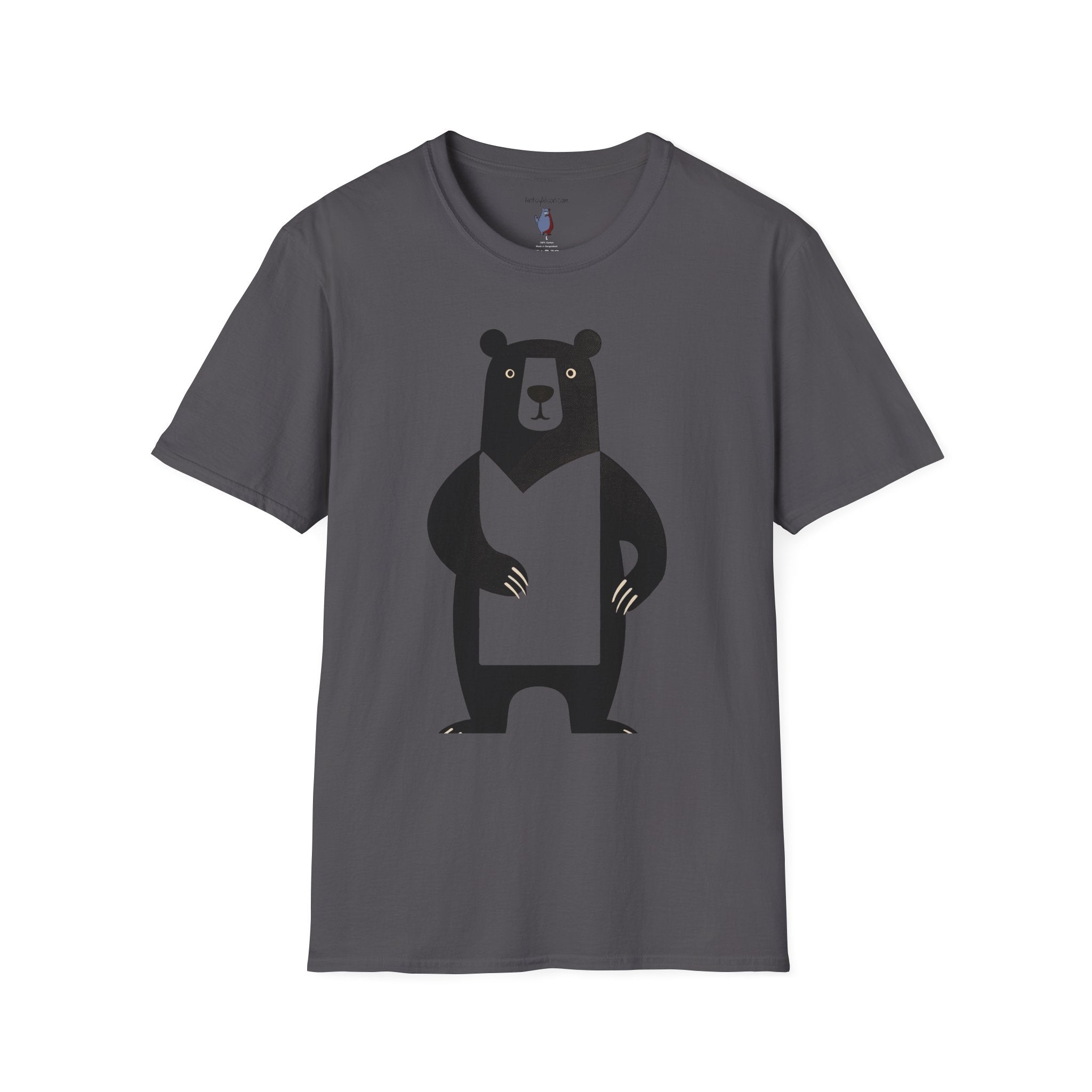 Mod and Retro Transparent Belly Bear Graphic Art Tee - 100% Cotton T-Shirt